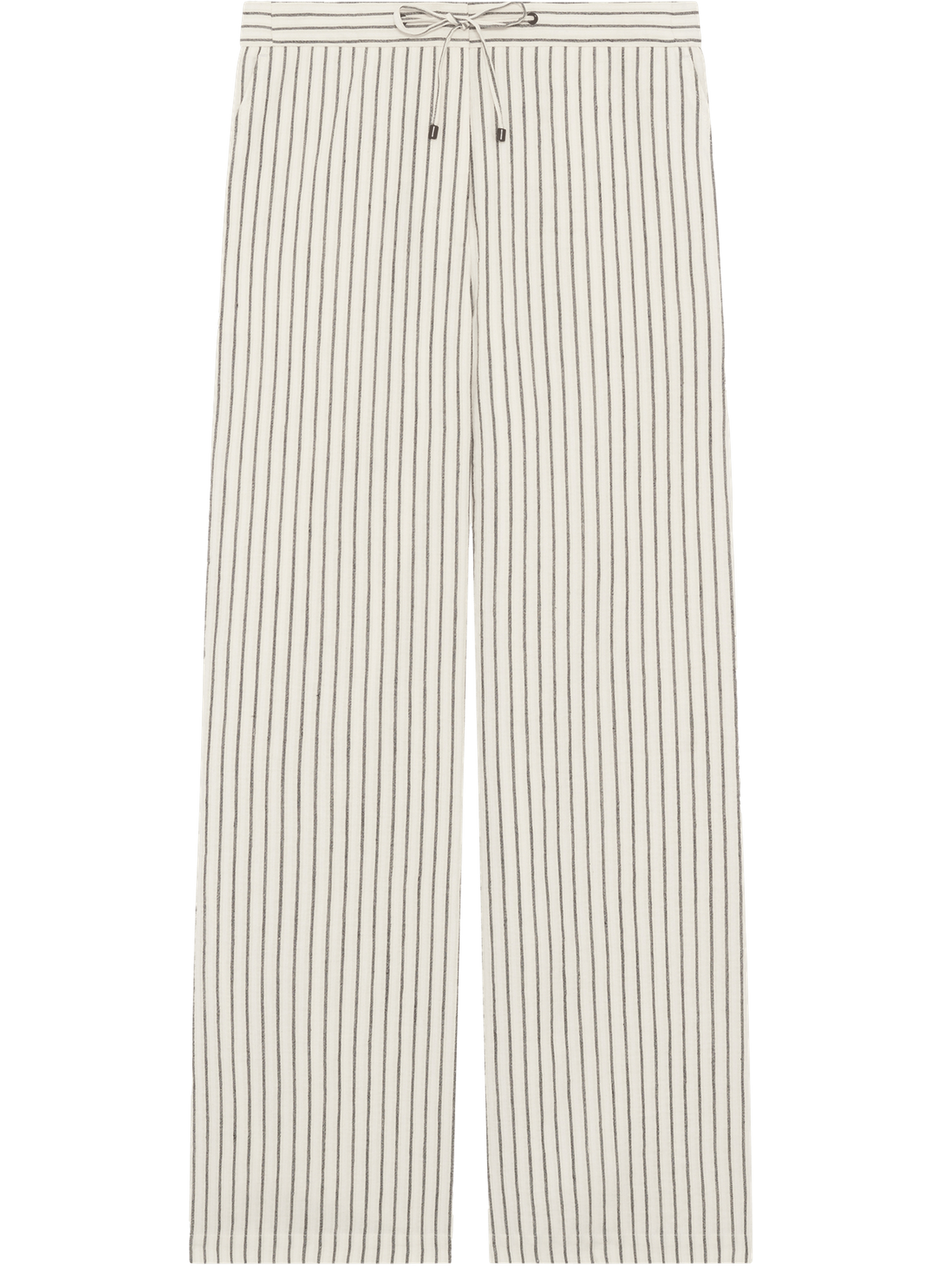 Pantalon large rayé en coton, chanvre et lin - beky PABLO Beige