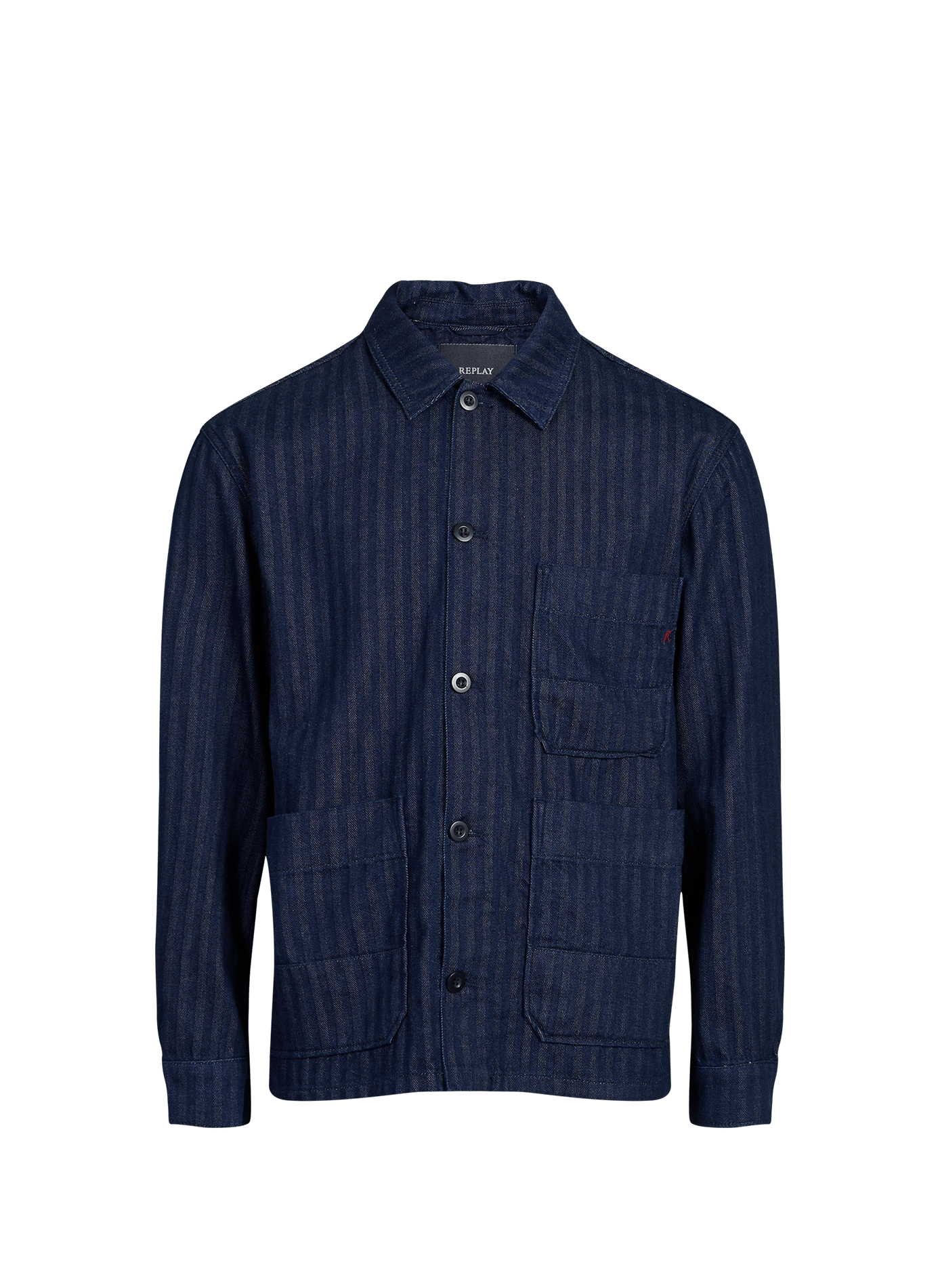 Veste à rayures en denim de coton REPLAY Bleu