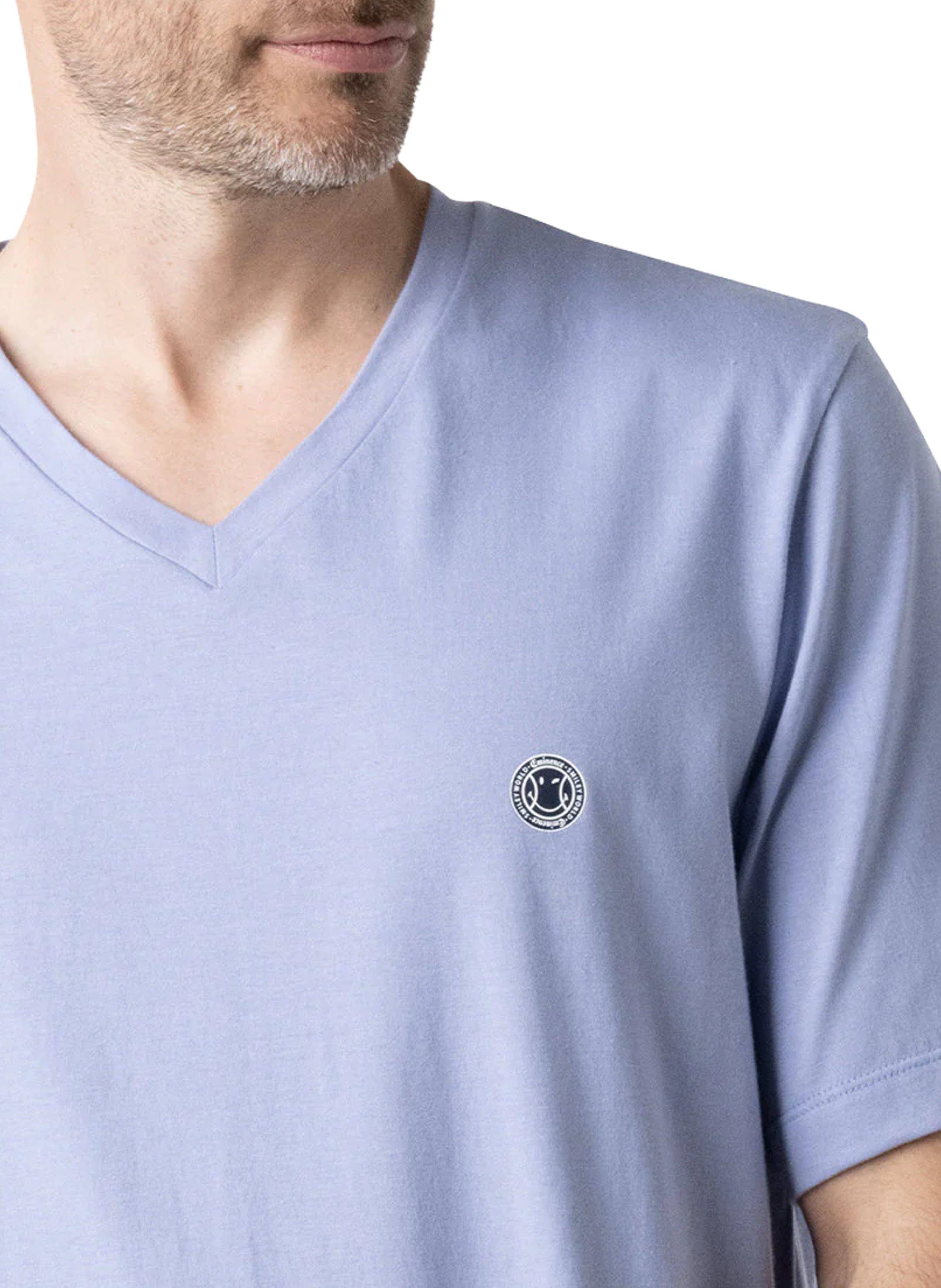 Tee-shirt col V droit en coton EMINENCE Bleu