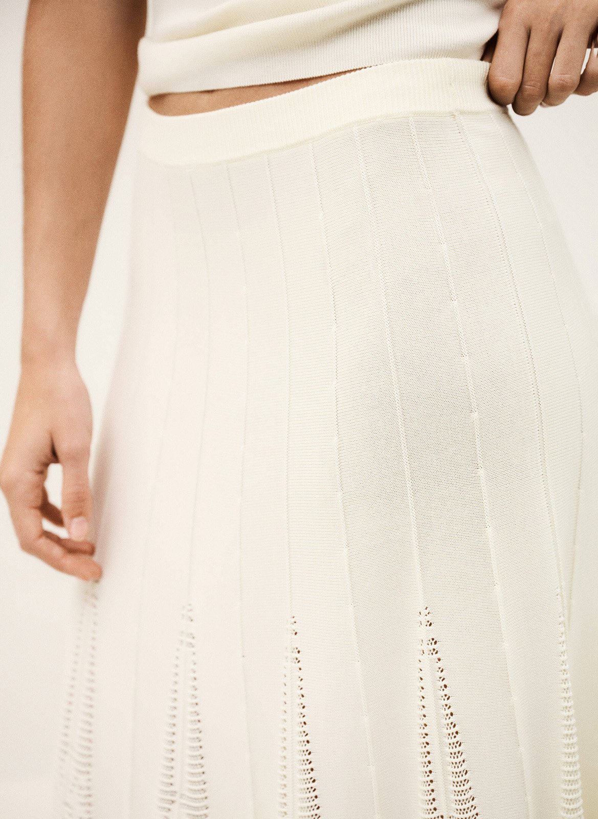 Jupe longue évasée à détails ajourés serta BA&SH Beige