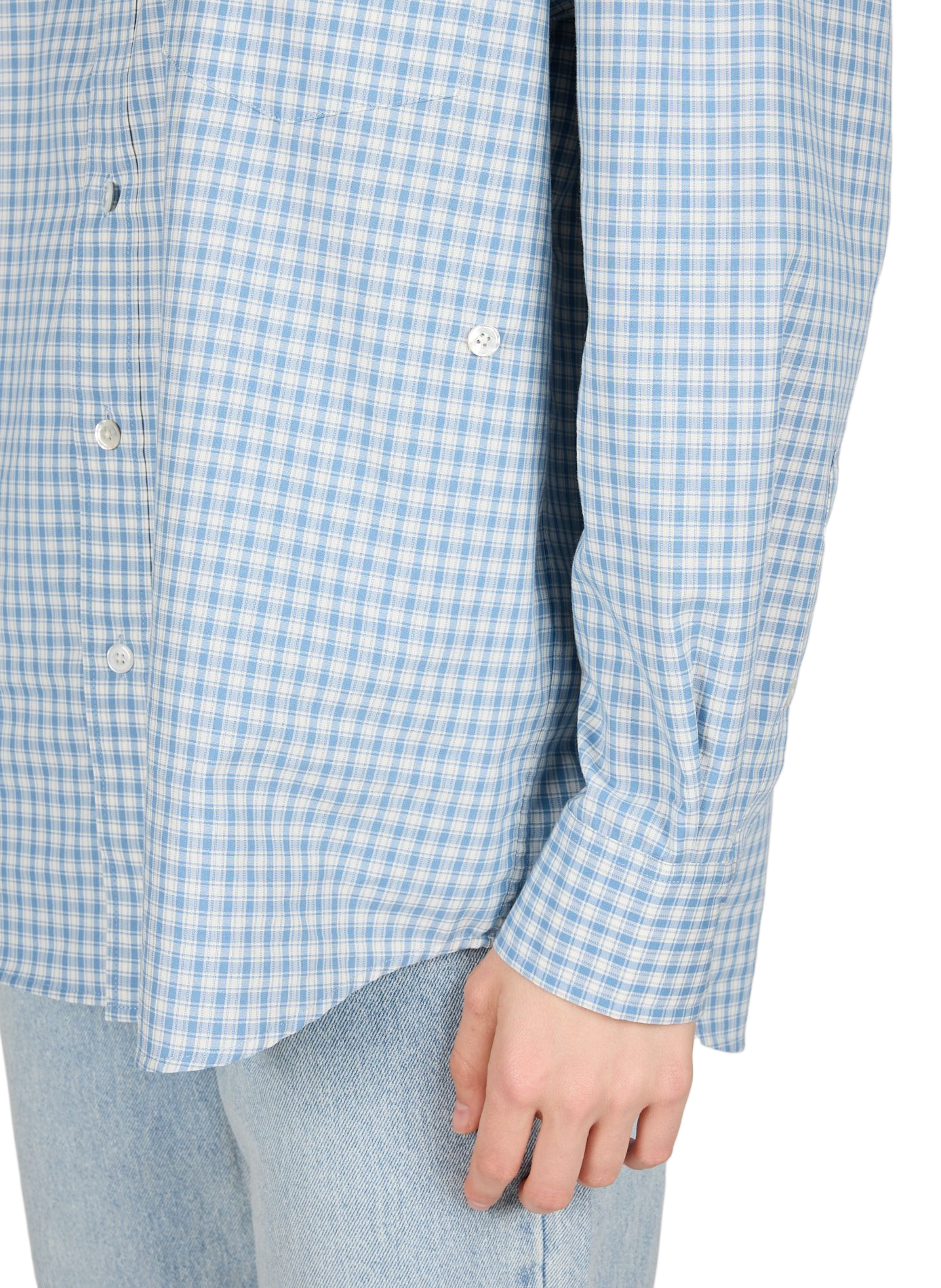 Checked cotton American collar shirt DUNST Blue