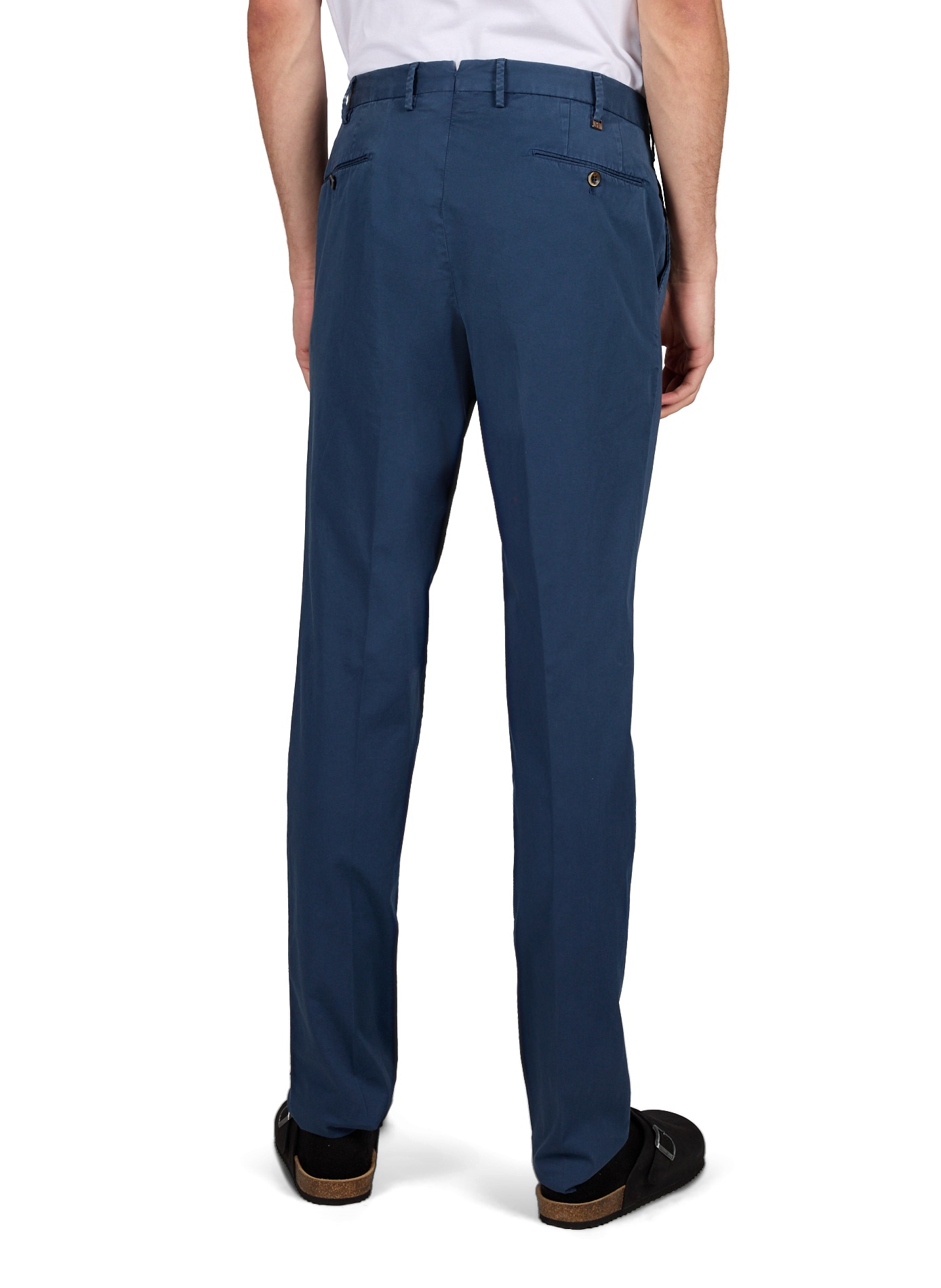 Pantalon slim à plis en coton PT01 Bleu