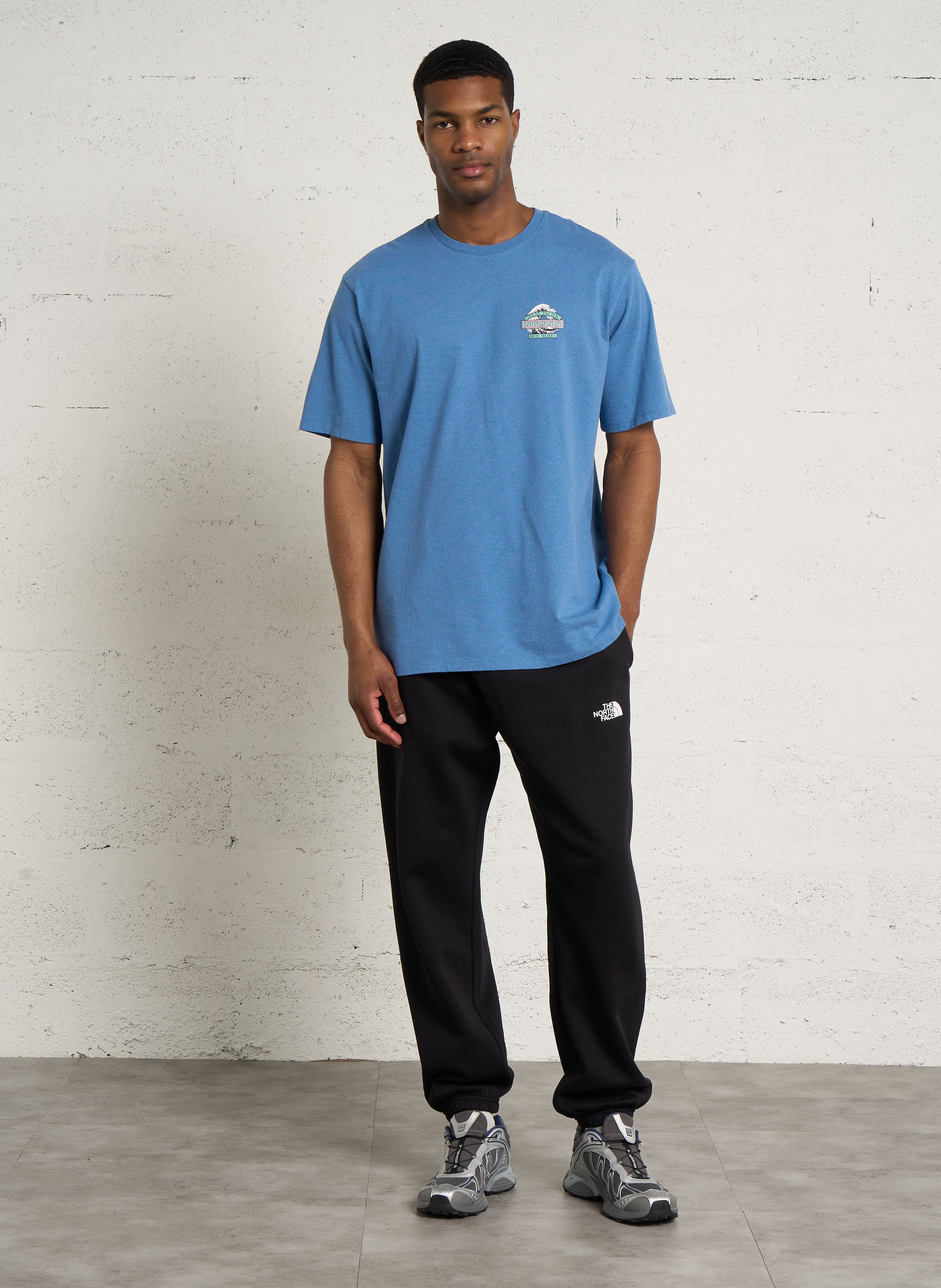 Straight round-neck t-shirt in blended recycled cotton PATAGONIA Blue