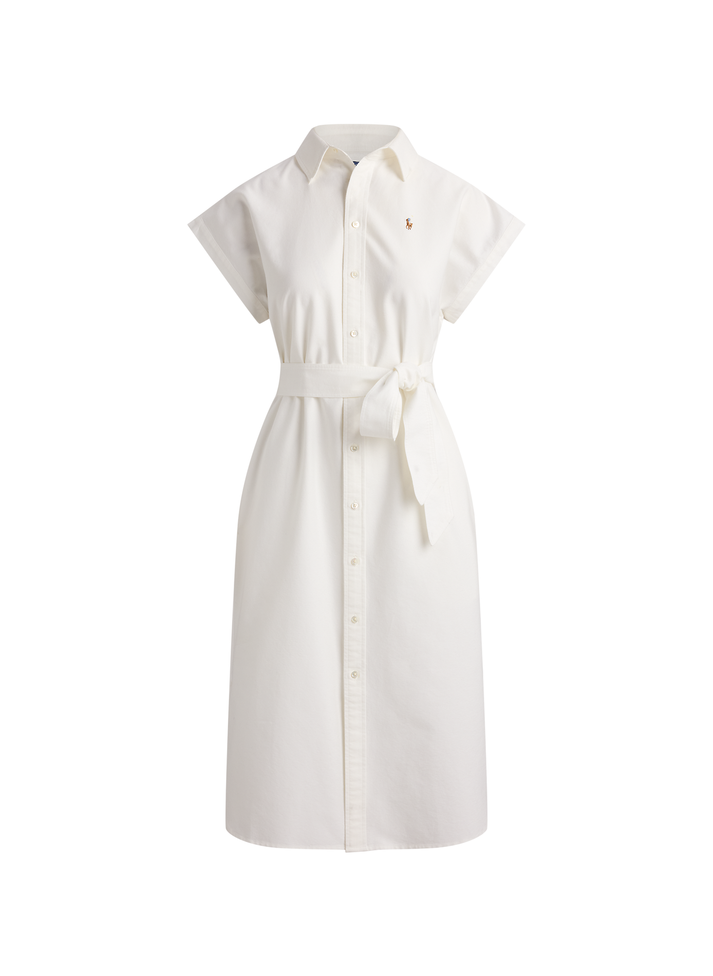 Robe midi boutonnée en coton POLO RALPH LAUREN Blanc