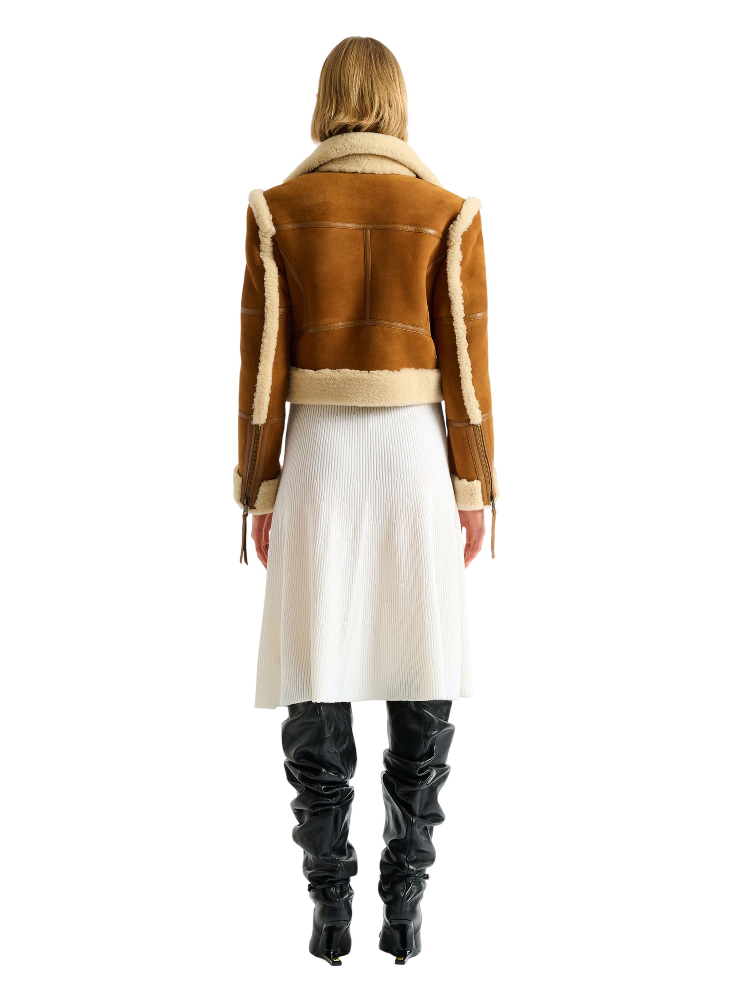 Veste biker en shearling BALMAIN Marron
