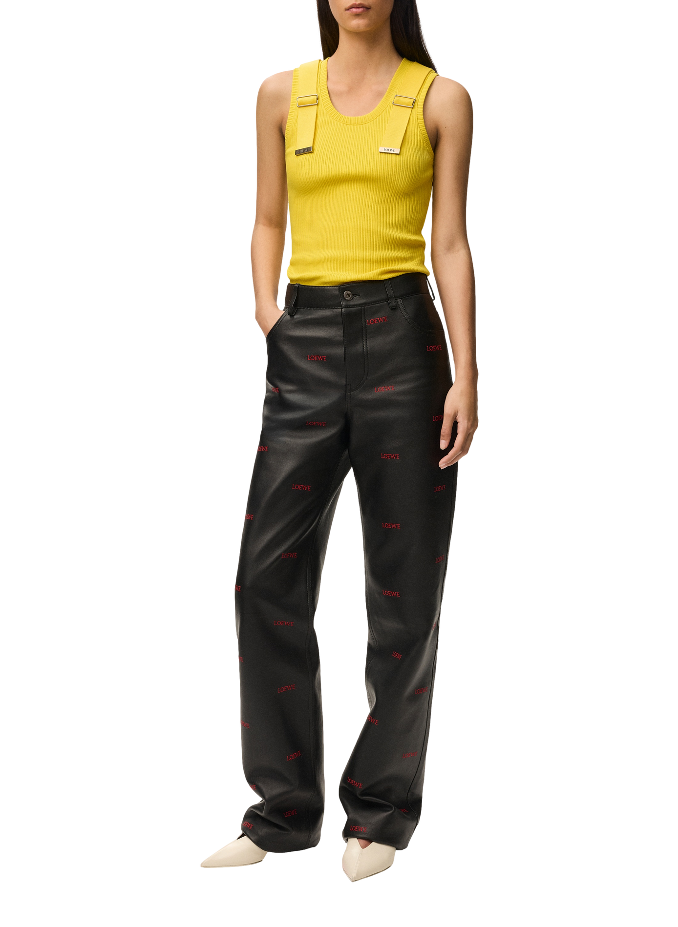 Cotton stretch tank top with straps LOEWE Yellow