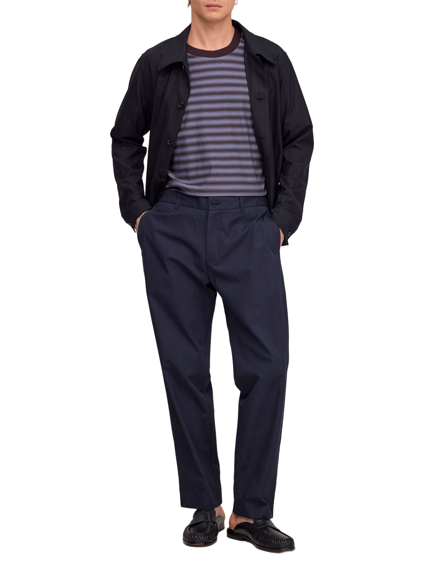 Pantalon droit Brendan en coton mélangé NN.07 Bleu