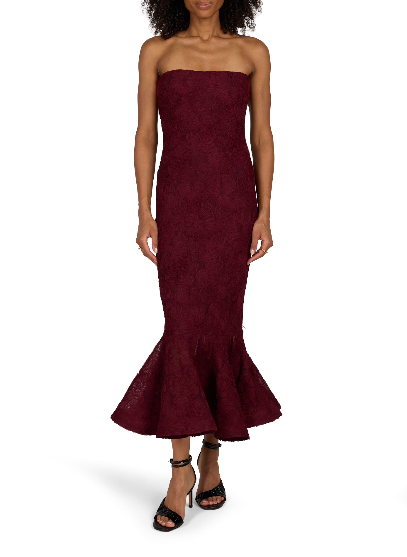 Sleeveless floral knit dress ROTATE Red