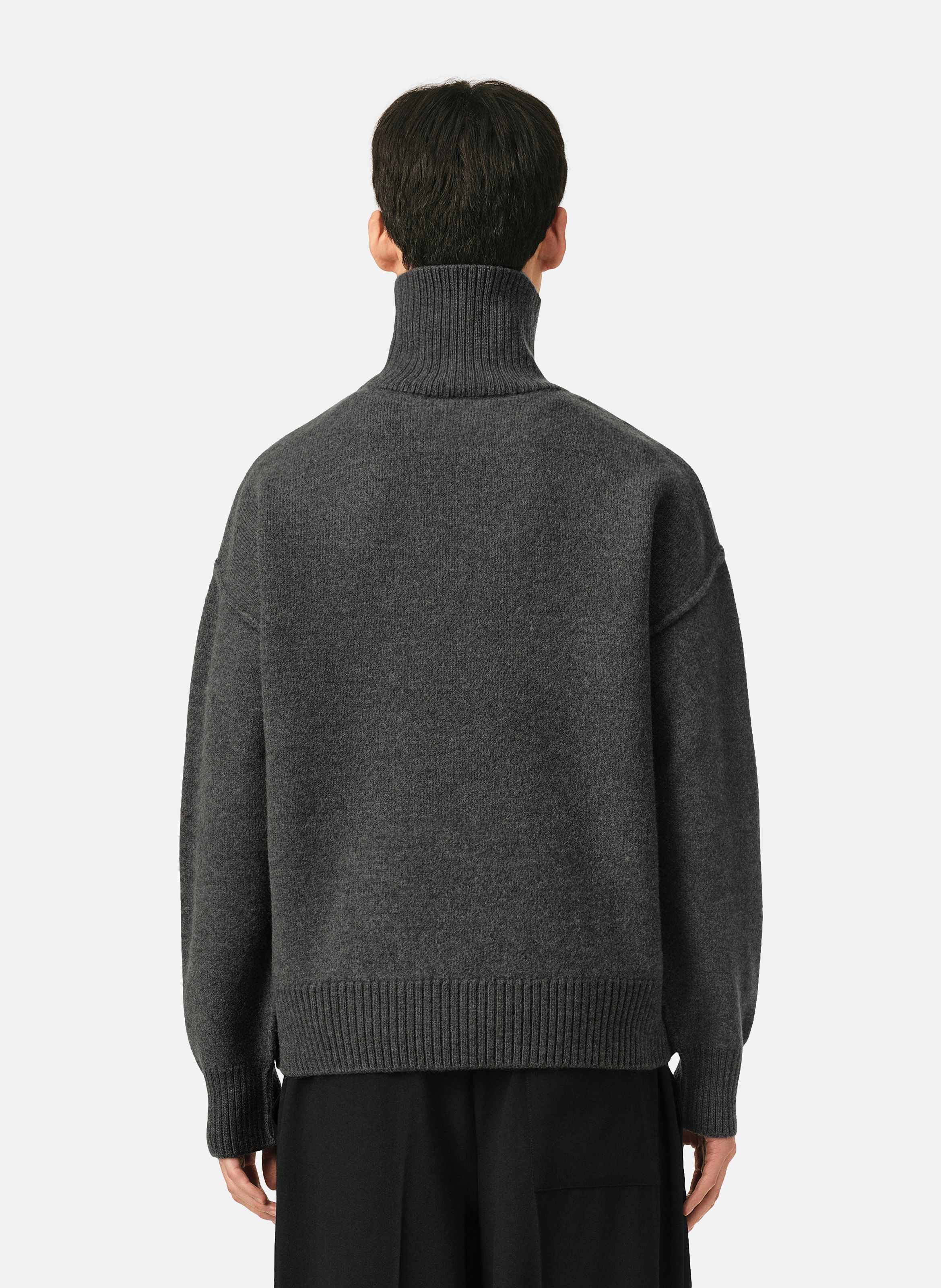Pull col cheminée ami de coeur en laine unisexe AMI PARIS Gris