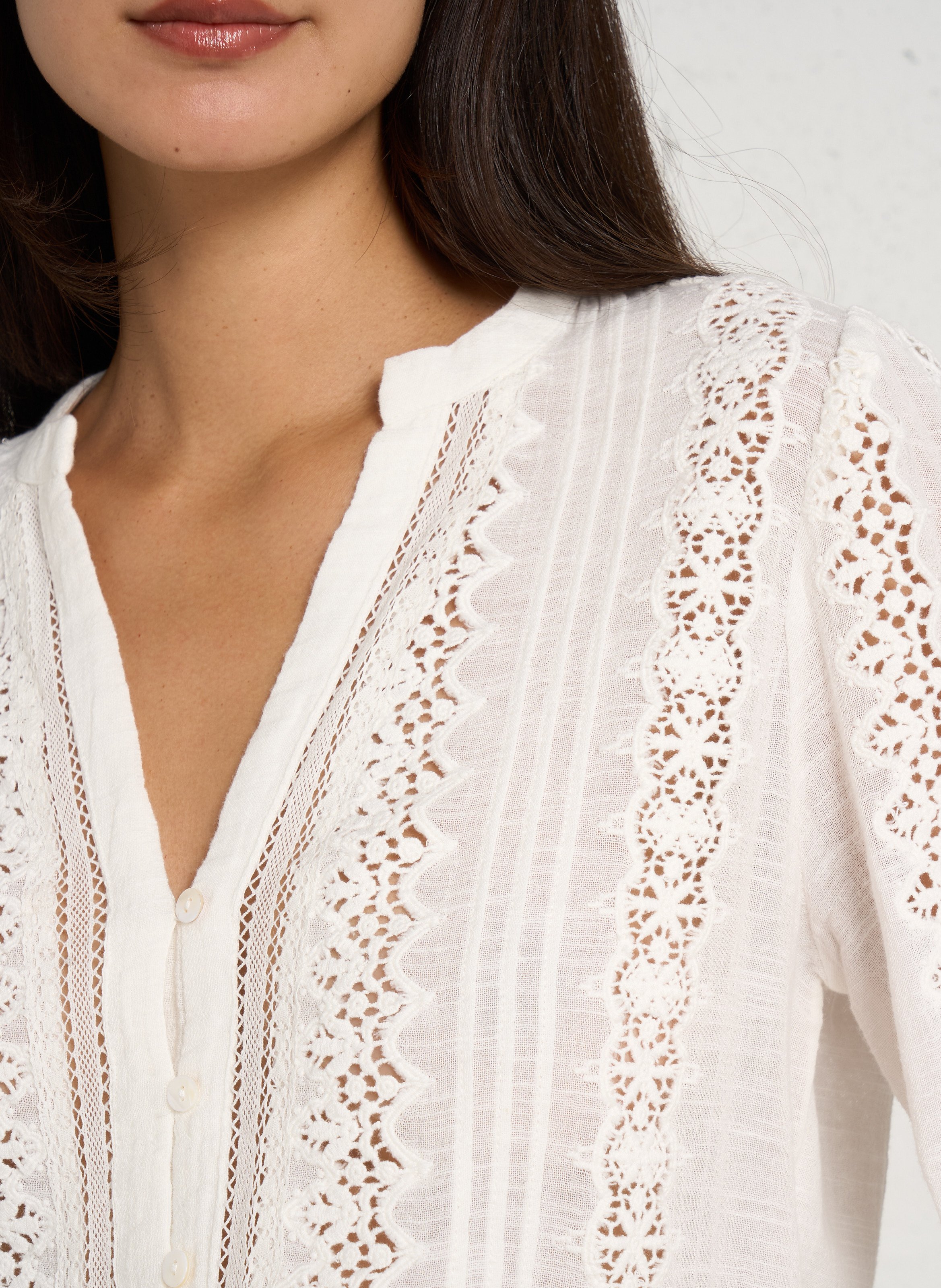 Chemisier col tunisien brodée maguy MAISON 123 Beige