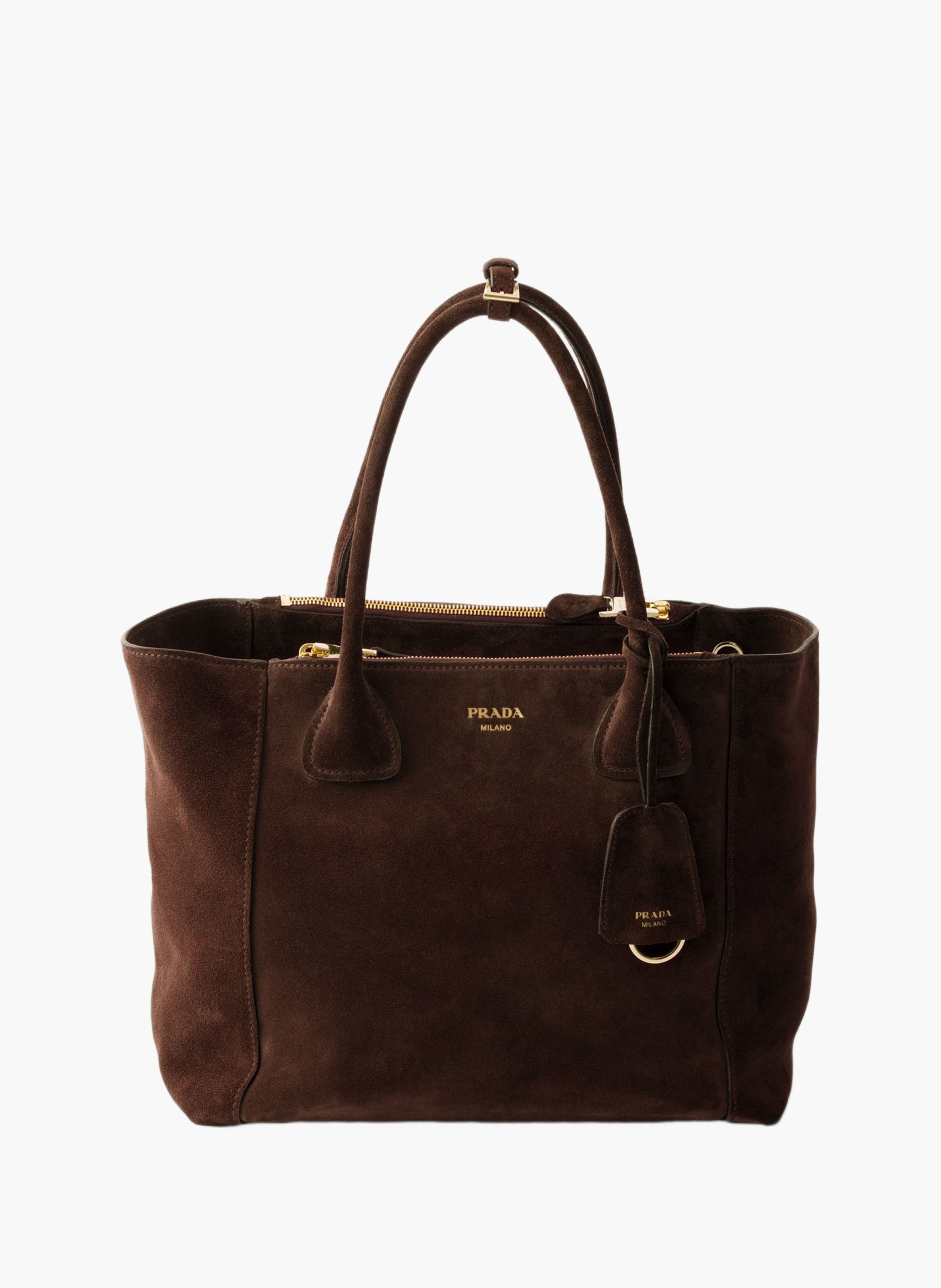 Grand cabas en veau velours PRADA Marron