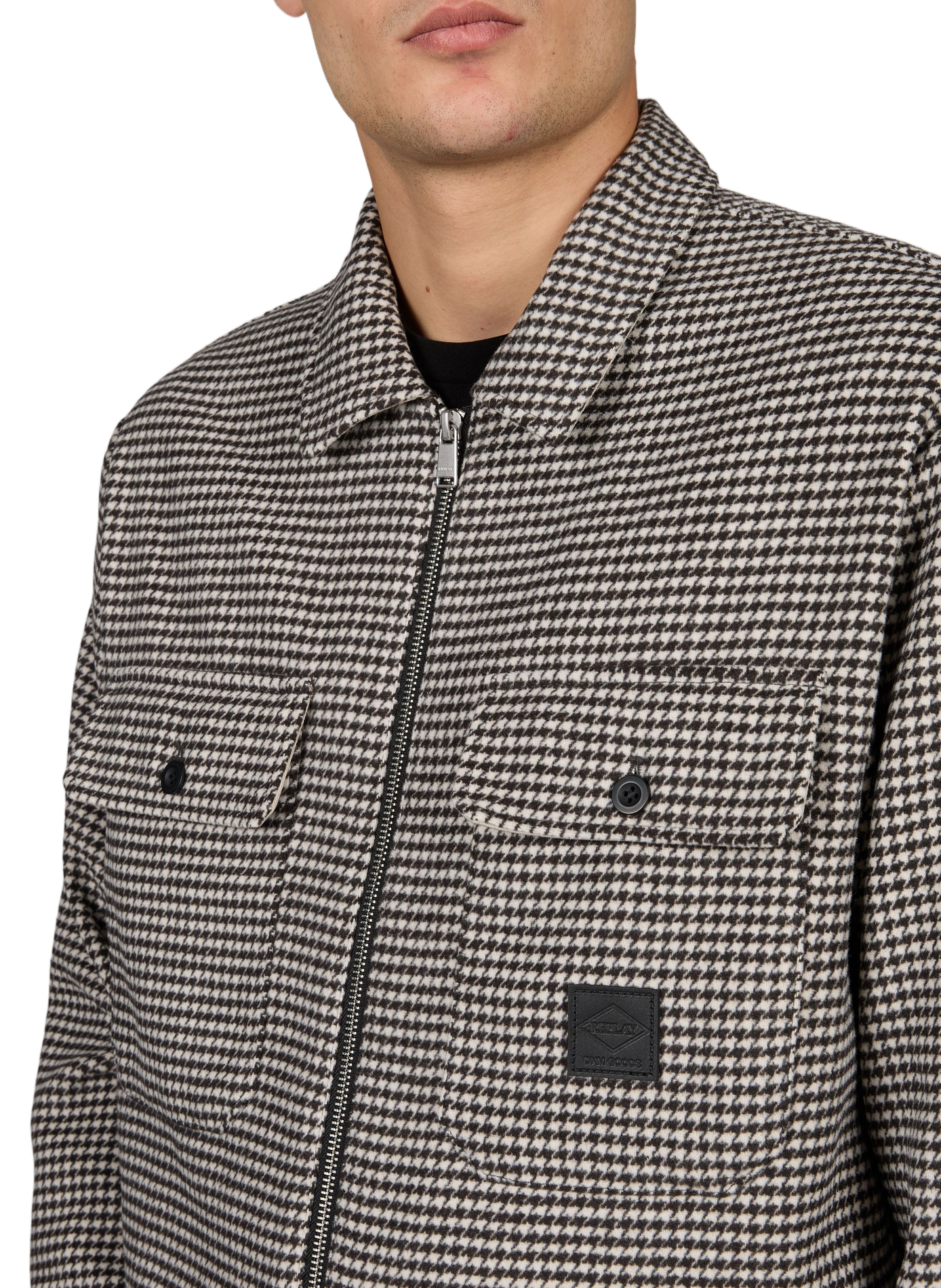 Gerade geschnittene Jacke mit Reißverschluss und Muster REPLAY Weiss