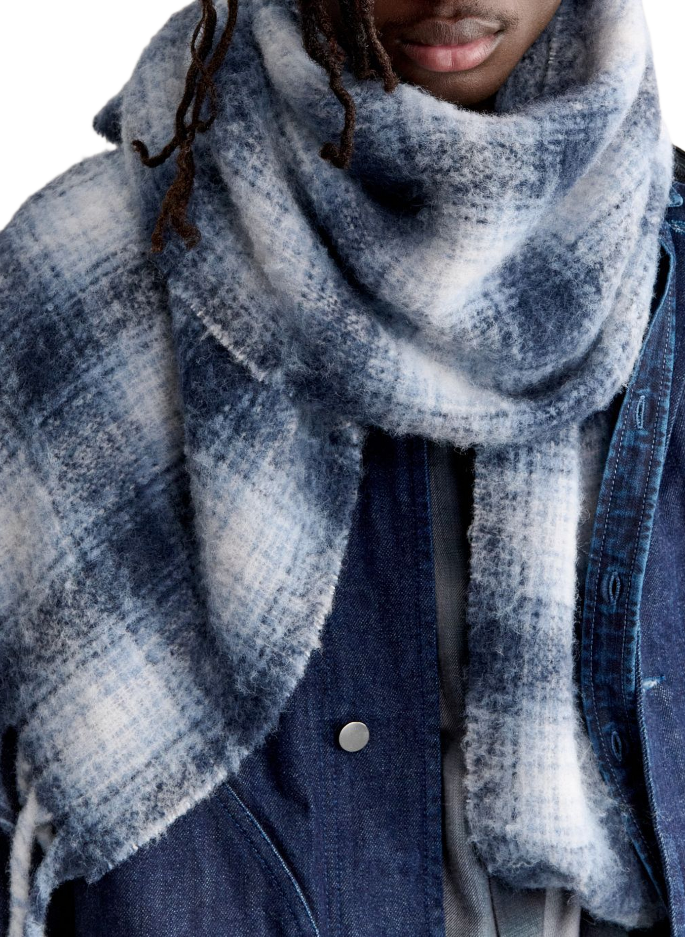 Kariertes Wollschal MAISON KITSUNÉ Blau