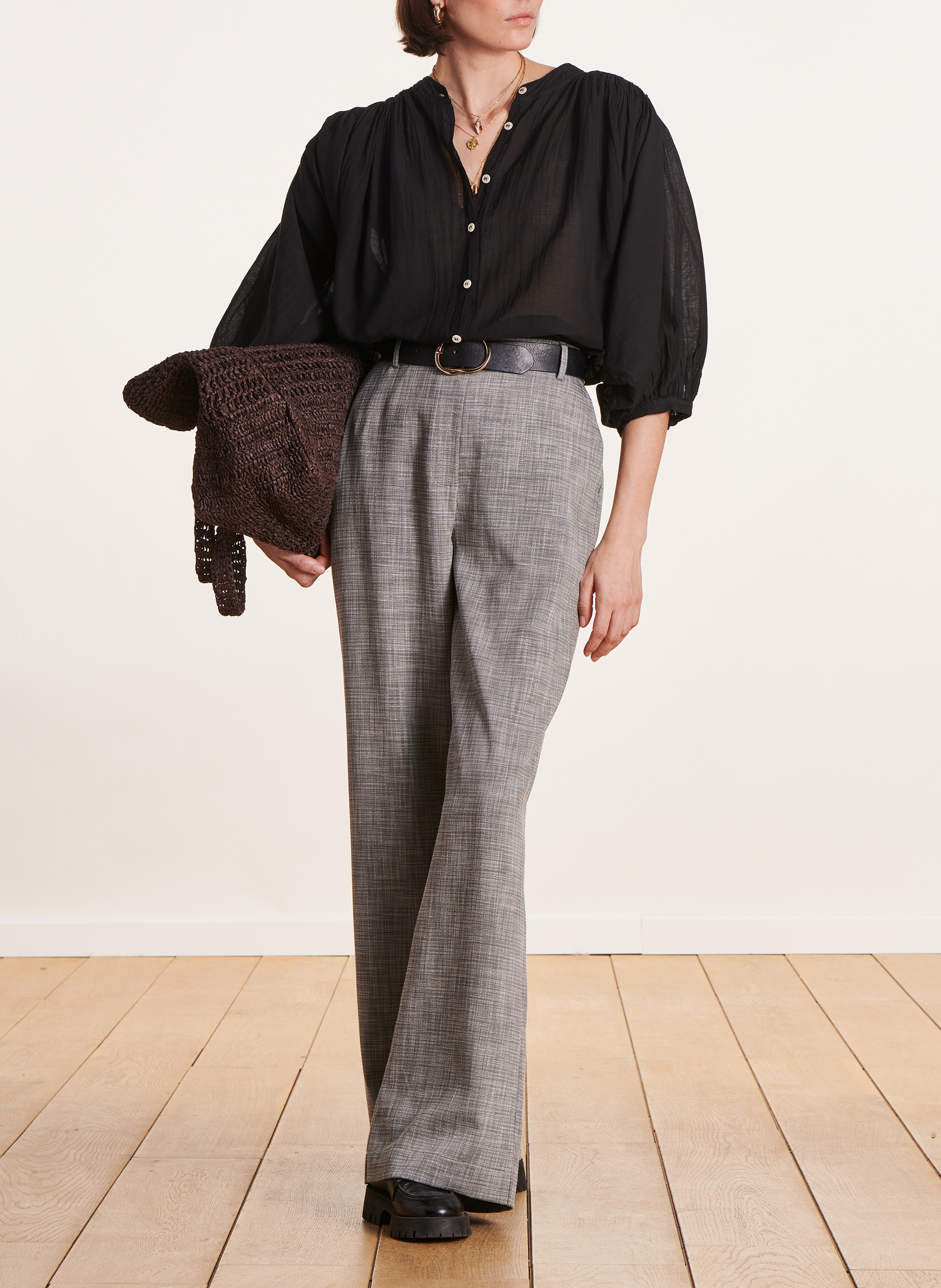 Oversized katoenen overhemd LA FEE MARABOUTEE Zwart