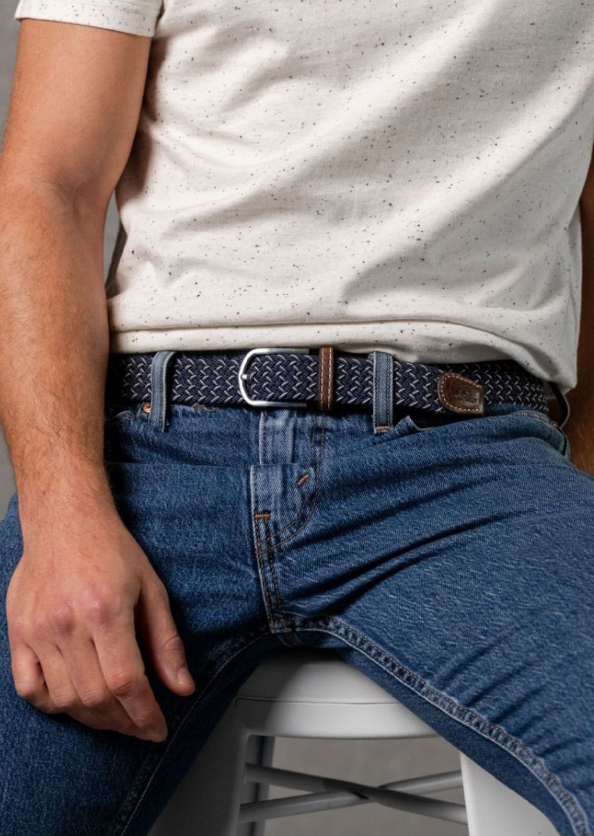 Ceinture tressée élastique multicolore BILLYBELT Bleu