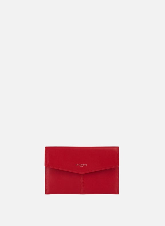 Pochette enveloppe moyen modèle charlotte en cuir lisse Rouge by LE TANNEUR LE TANNEUR Pochette enveloppe moyen modèle charlotte en cuir lisse Rouge