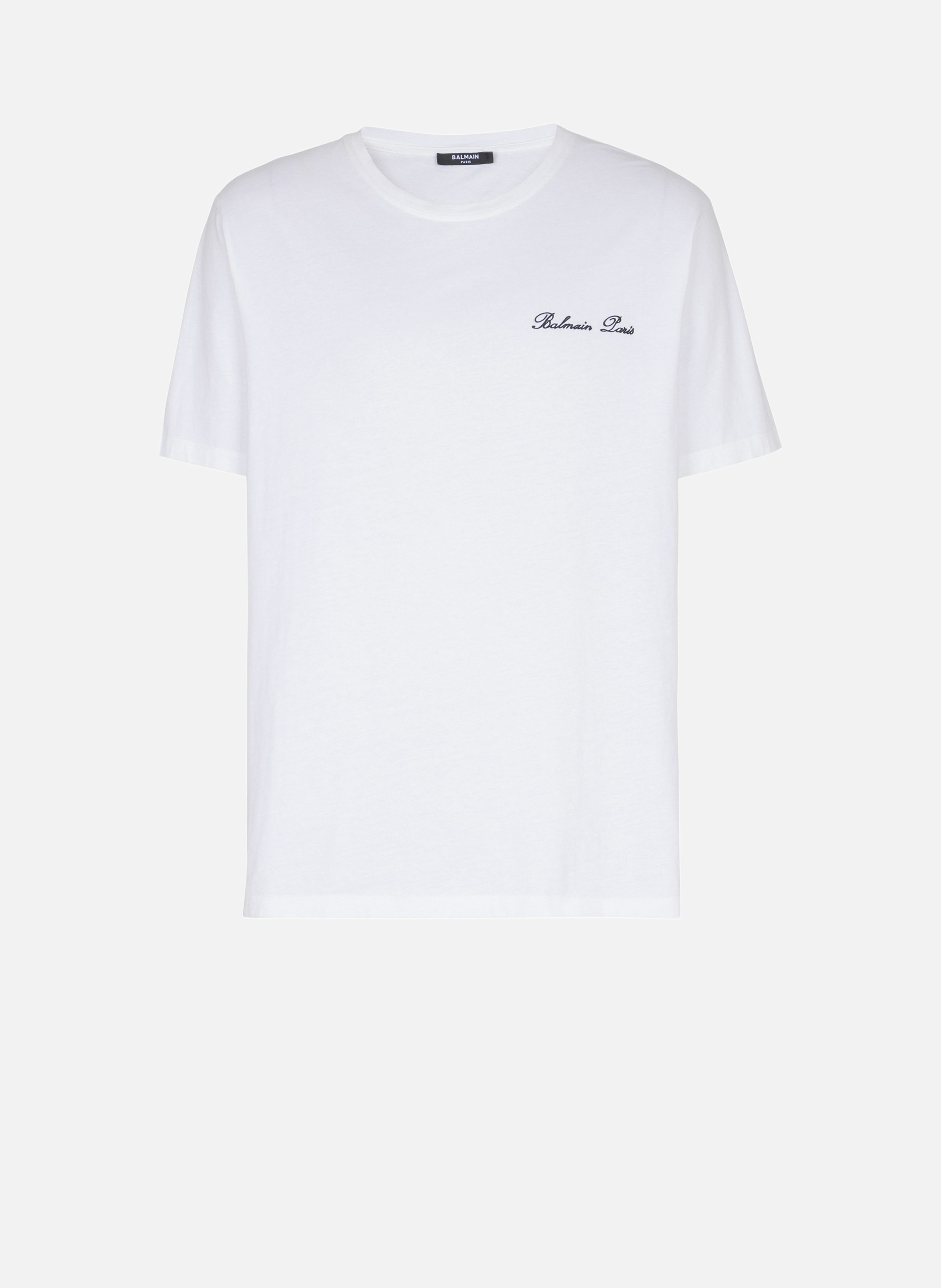 T-shirt brodé balmain signature BALMAIN Blanc