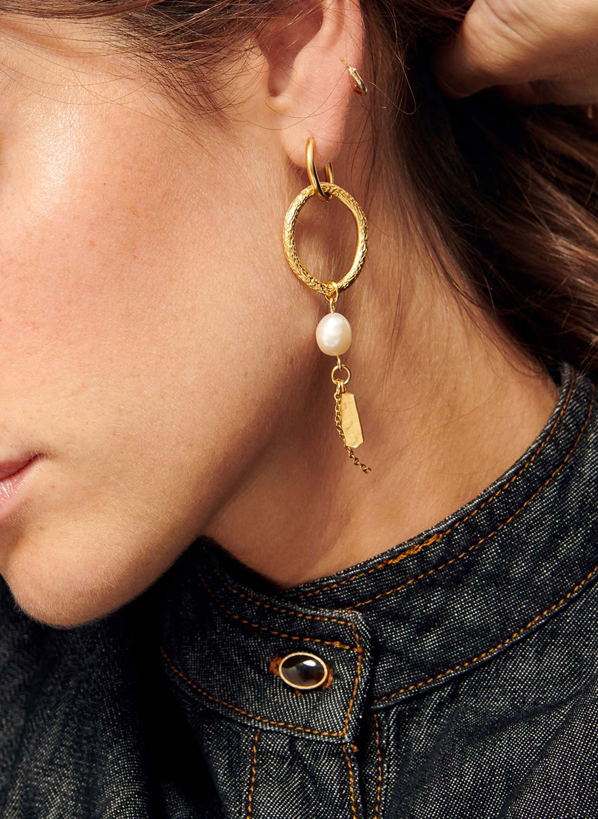 Boucles d'oreilles dépareillées toti pearl r SESSUN Doré