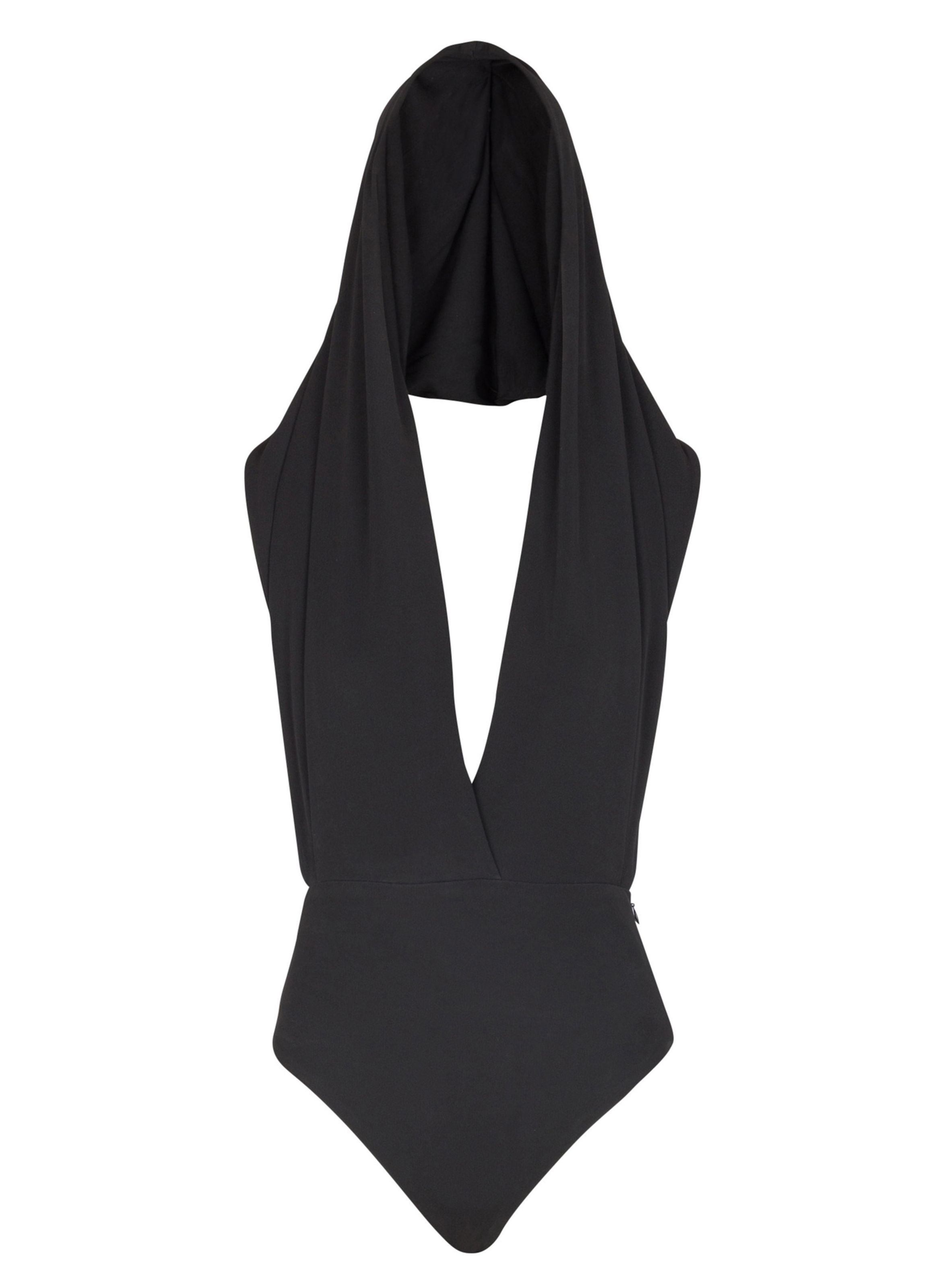 BALMAIN Body drapé avec capuche Noir