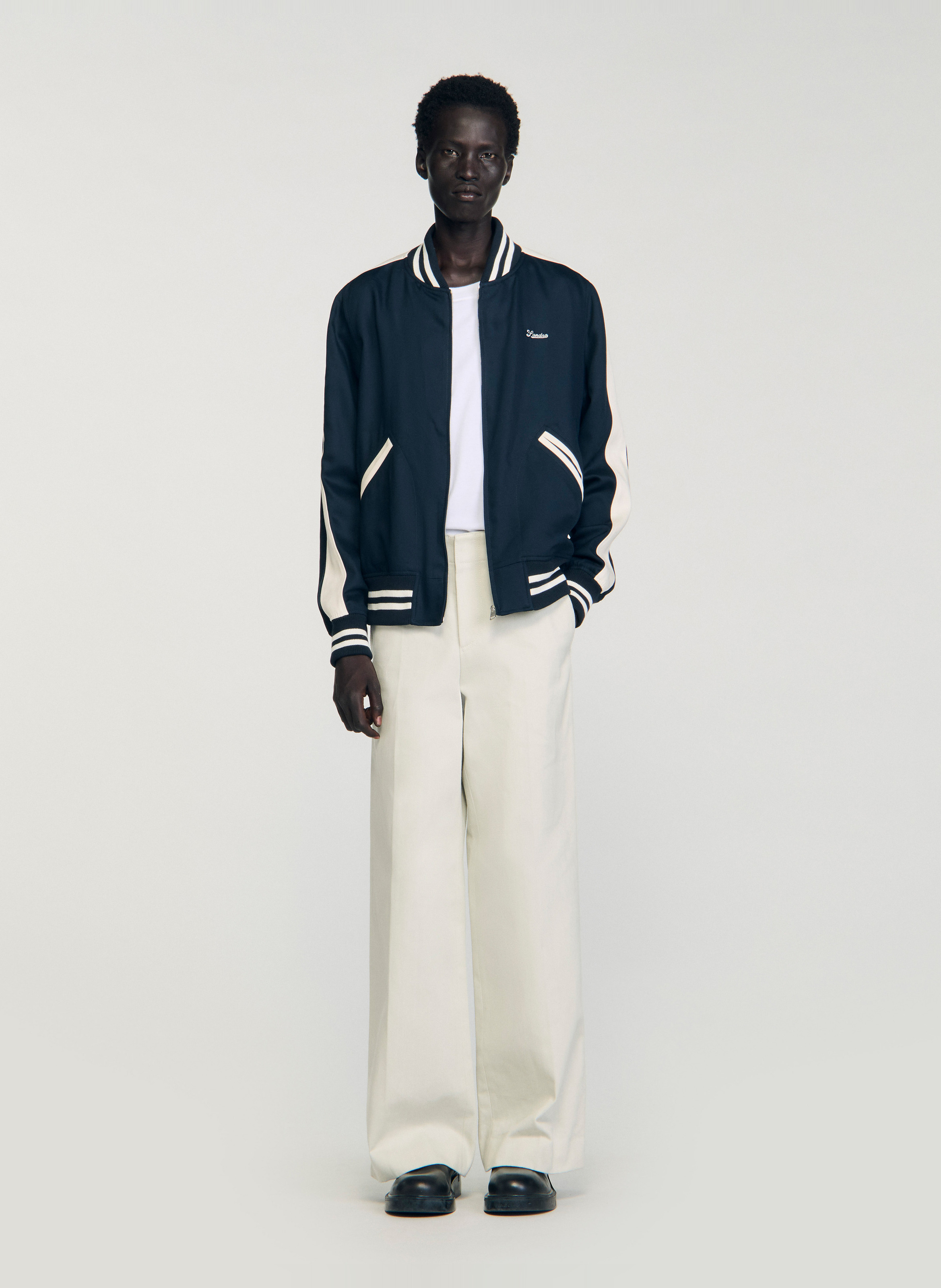 Veste droite col teddy SANDRO Bleu