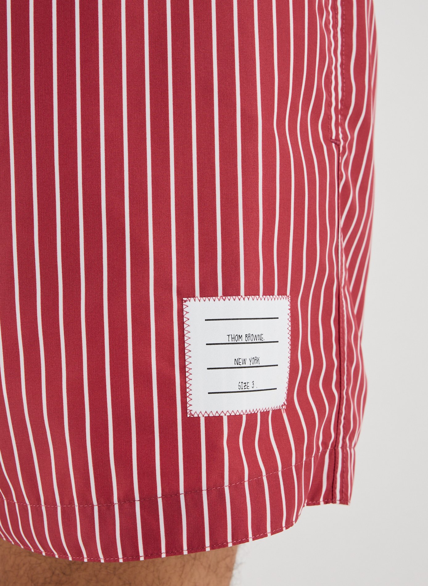 Striped high-waisted shorts THOM BROWNE Red