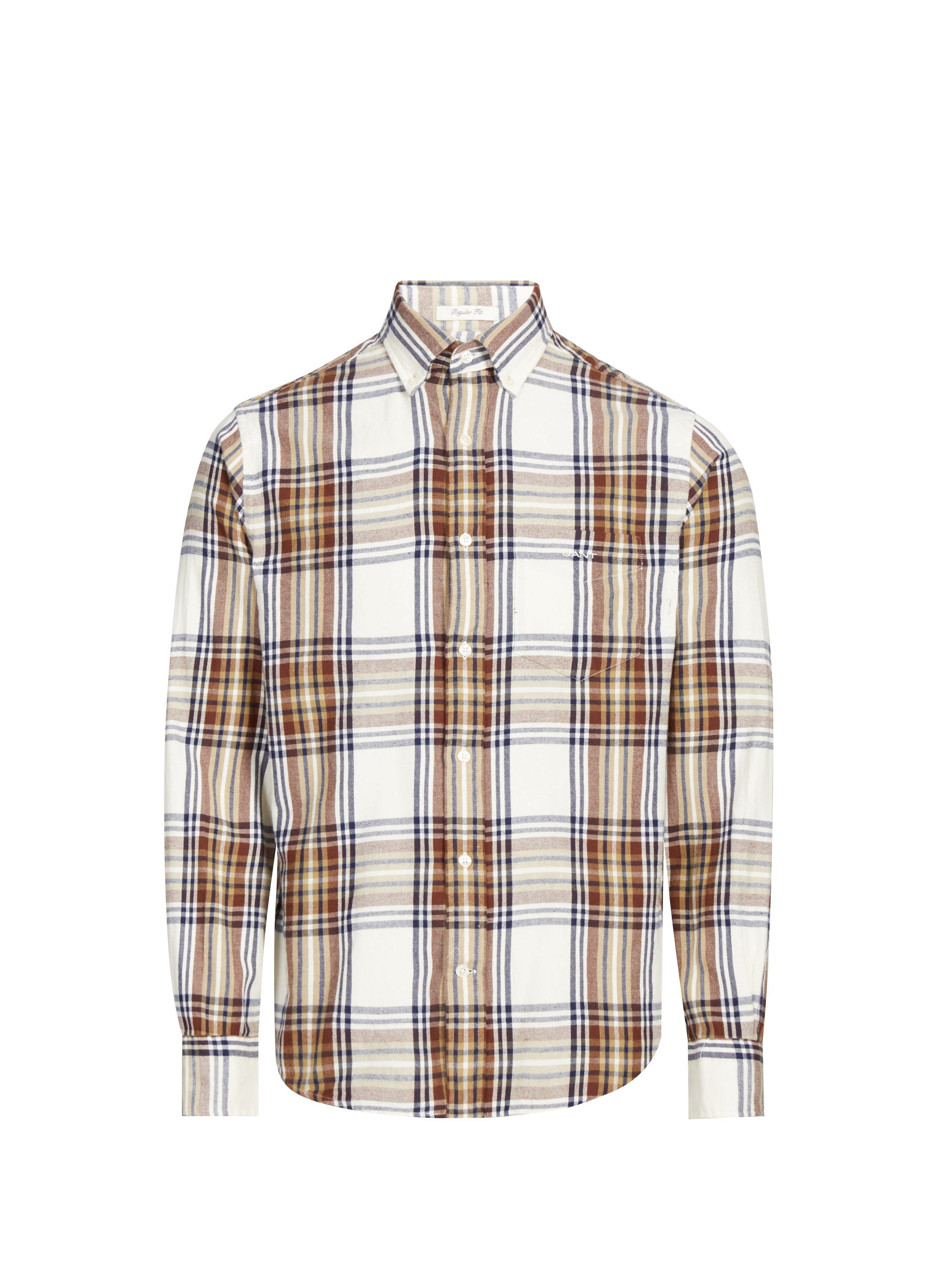 GANT Chemise droit à carreaux en coton Beige