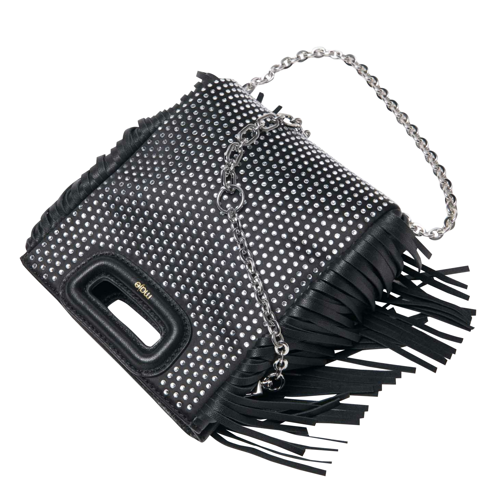 Sac bandoulière à strass m mini MAJE Noir