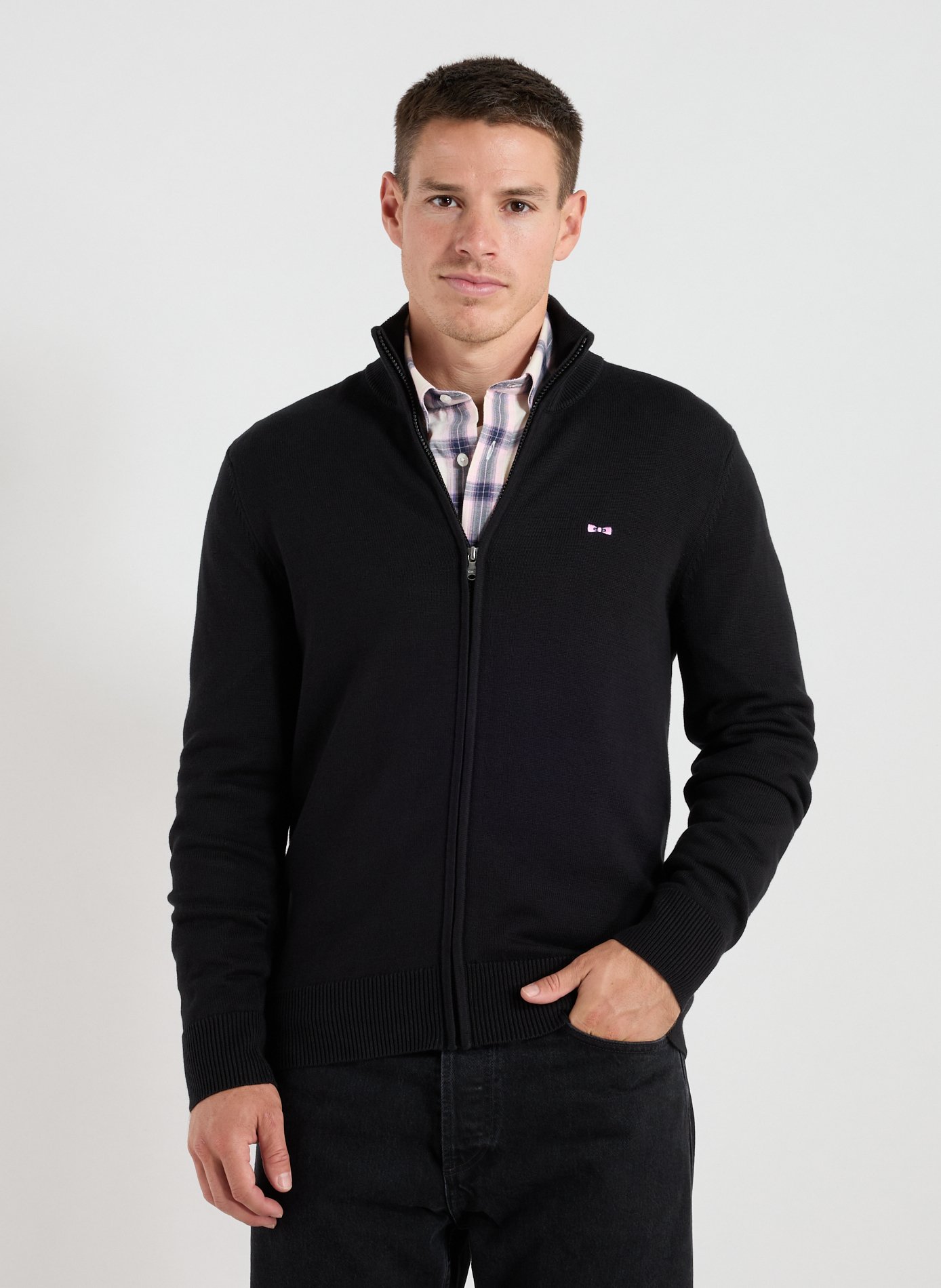 EDEN PARK Gilet col montant en coton Noir