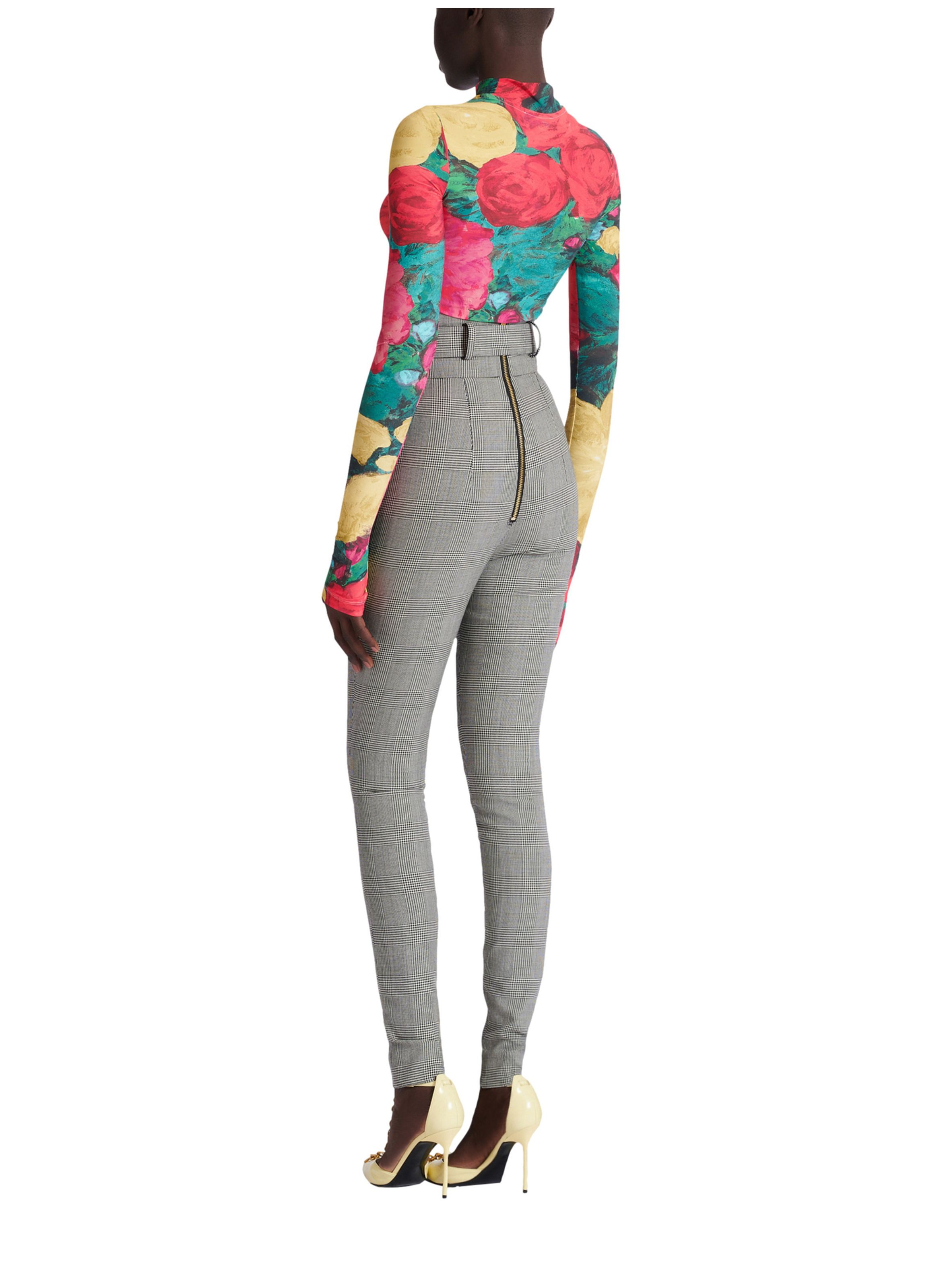 Pantalon façon fuseau en jacquard prince de galles BALMAIN Noir