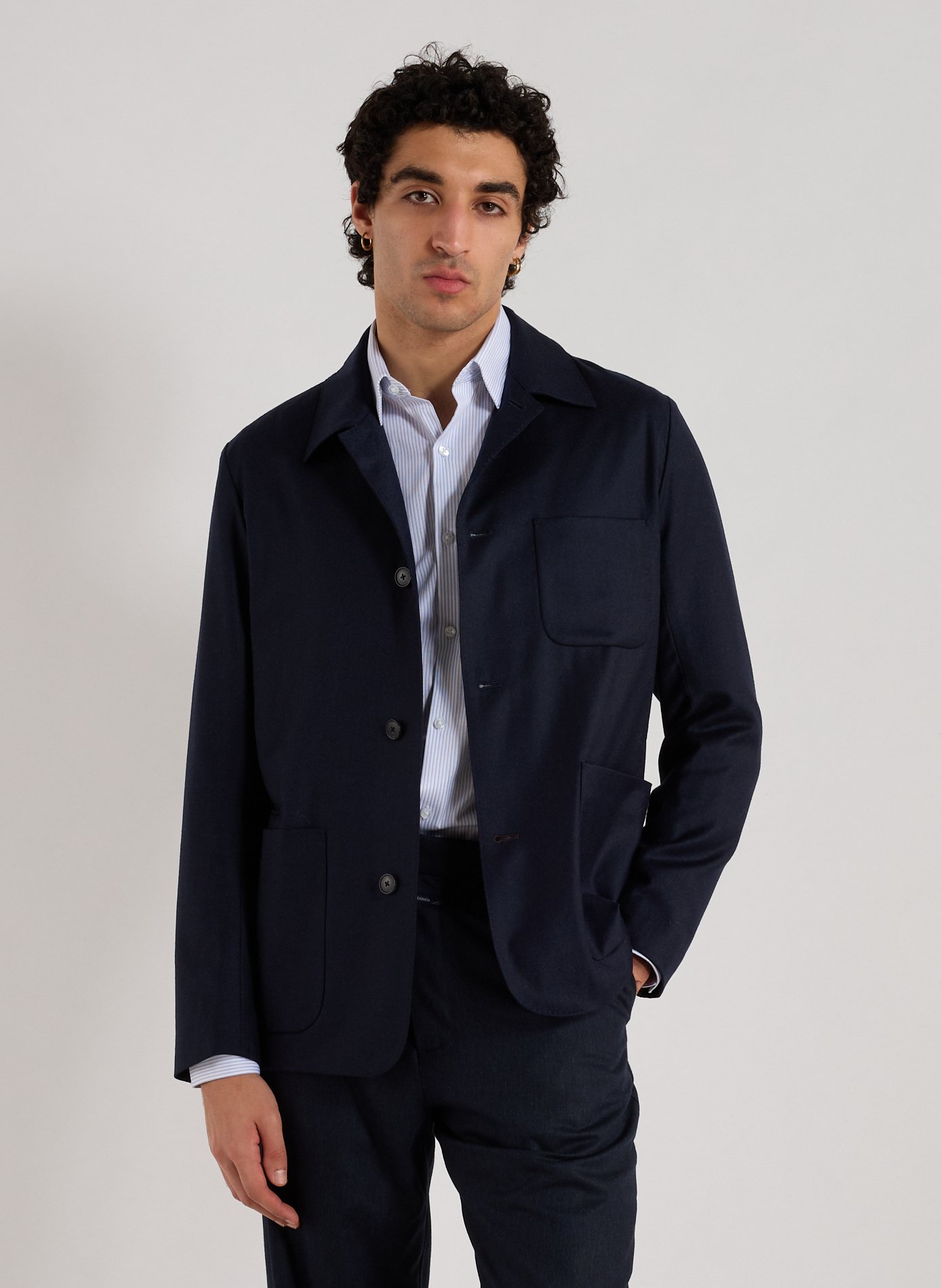 PAUL SMITH Light wool and cashmere jacket Blue