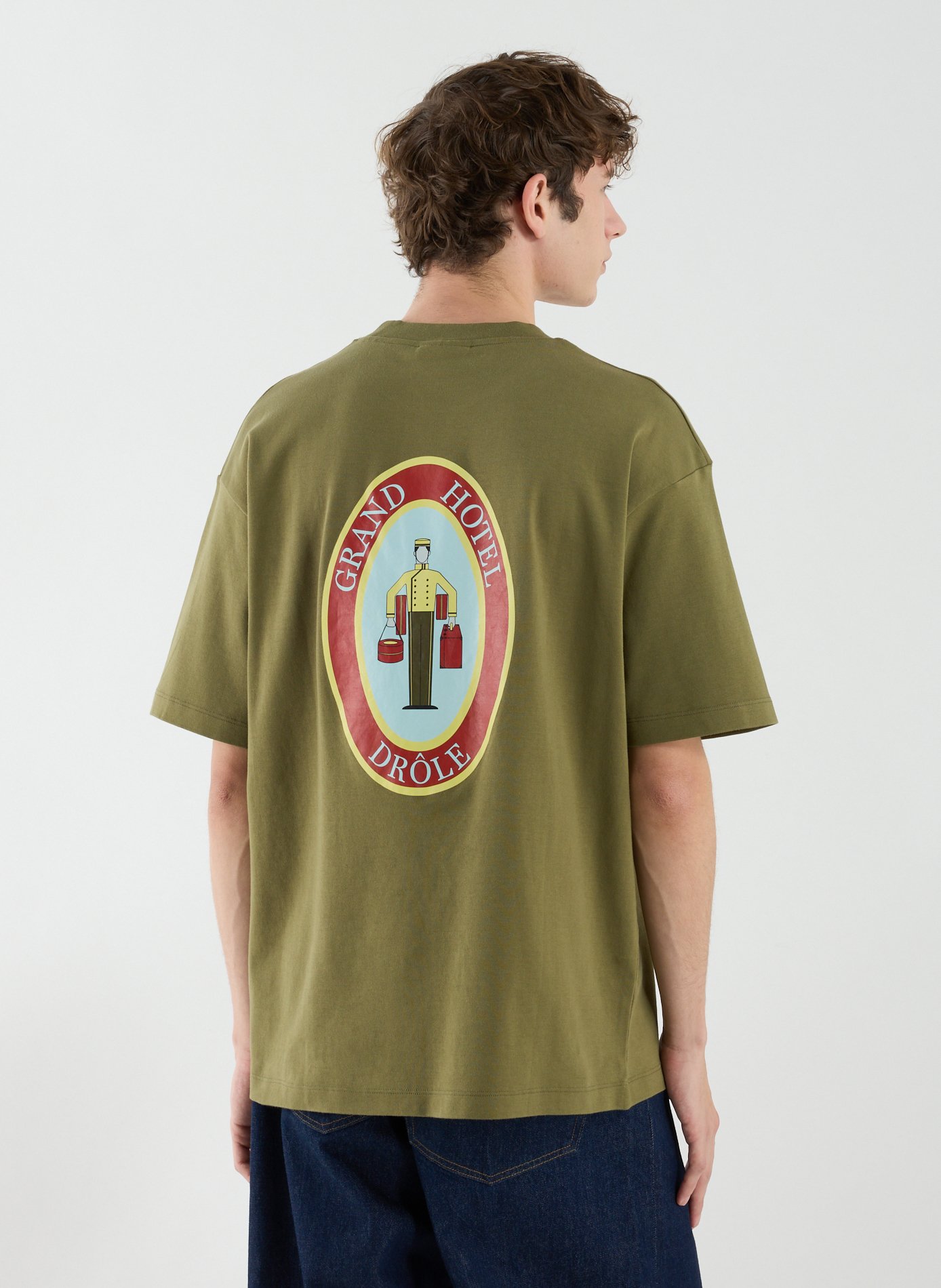 T-Shirt ample sérigraphié en coton DROLE DE MONSIEUR Kaki