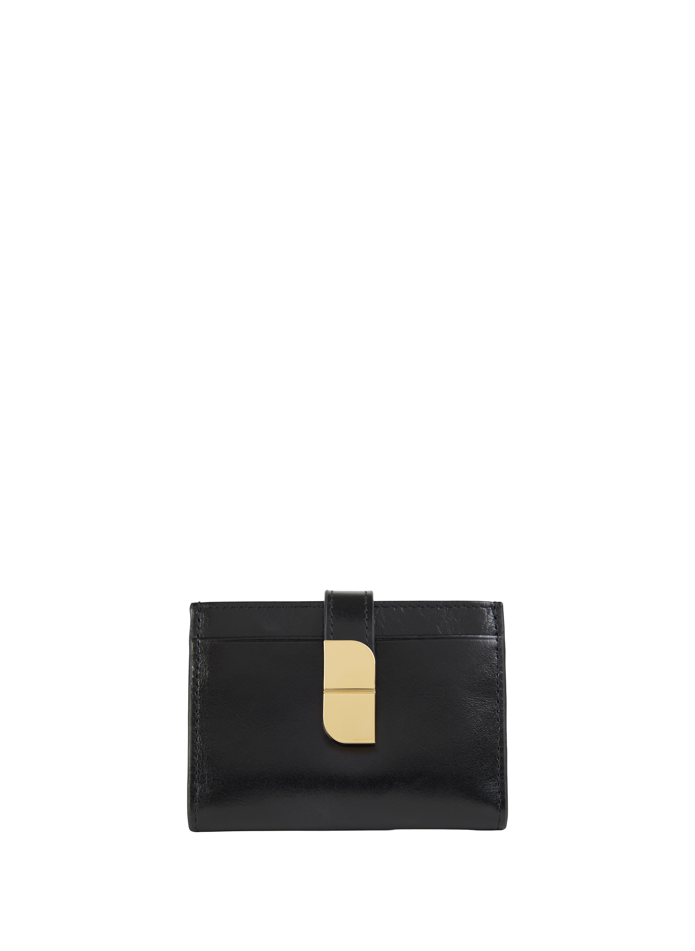 Porte-cartes en cuir grainé AUDE Noir glacé