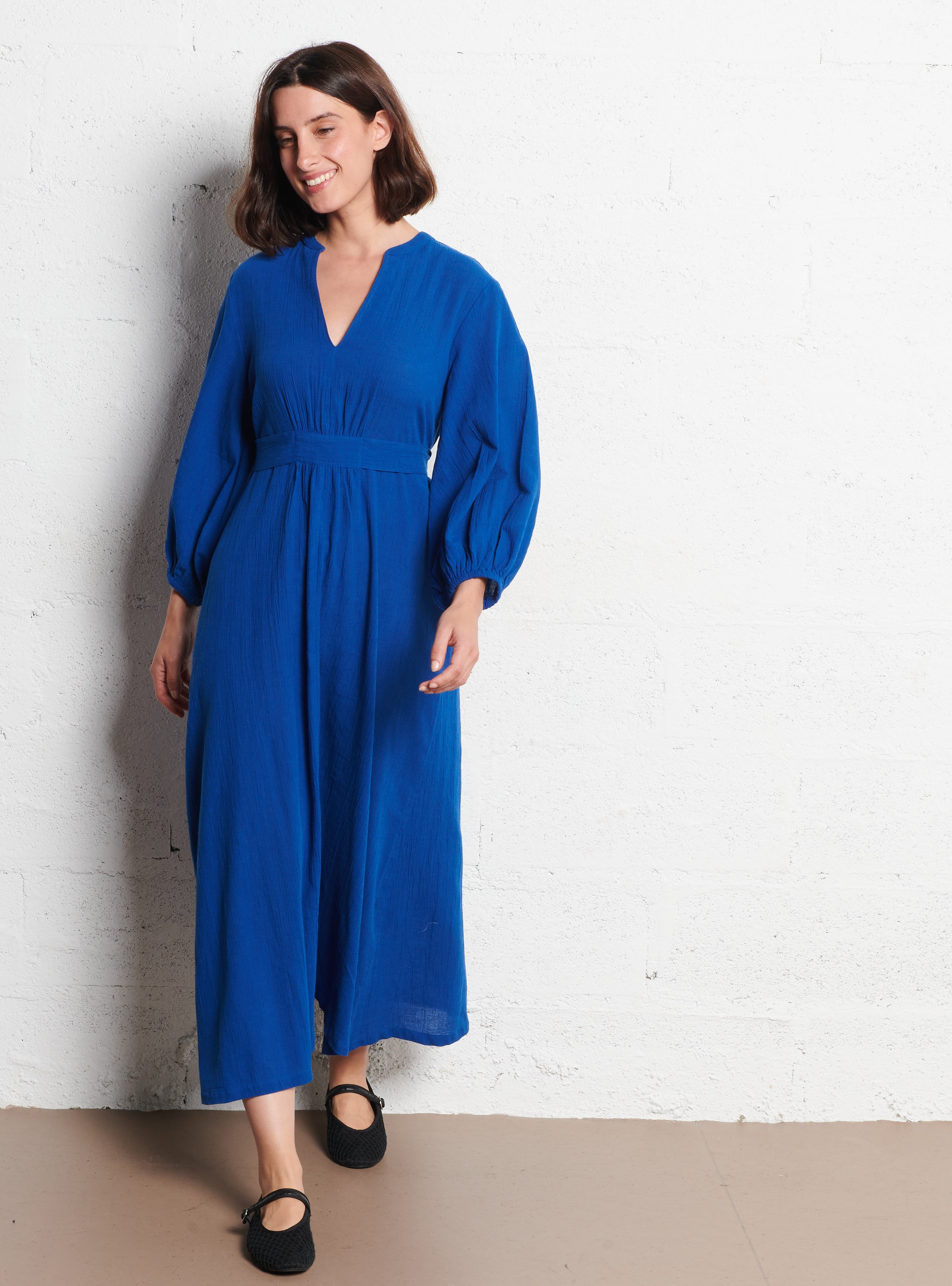 Robe longue en coton mélangé mirana MAISON 123 Bleu