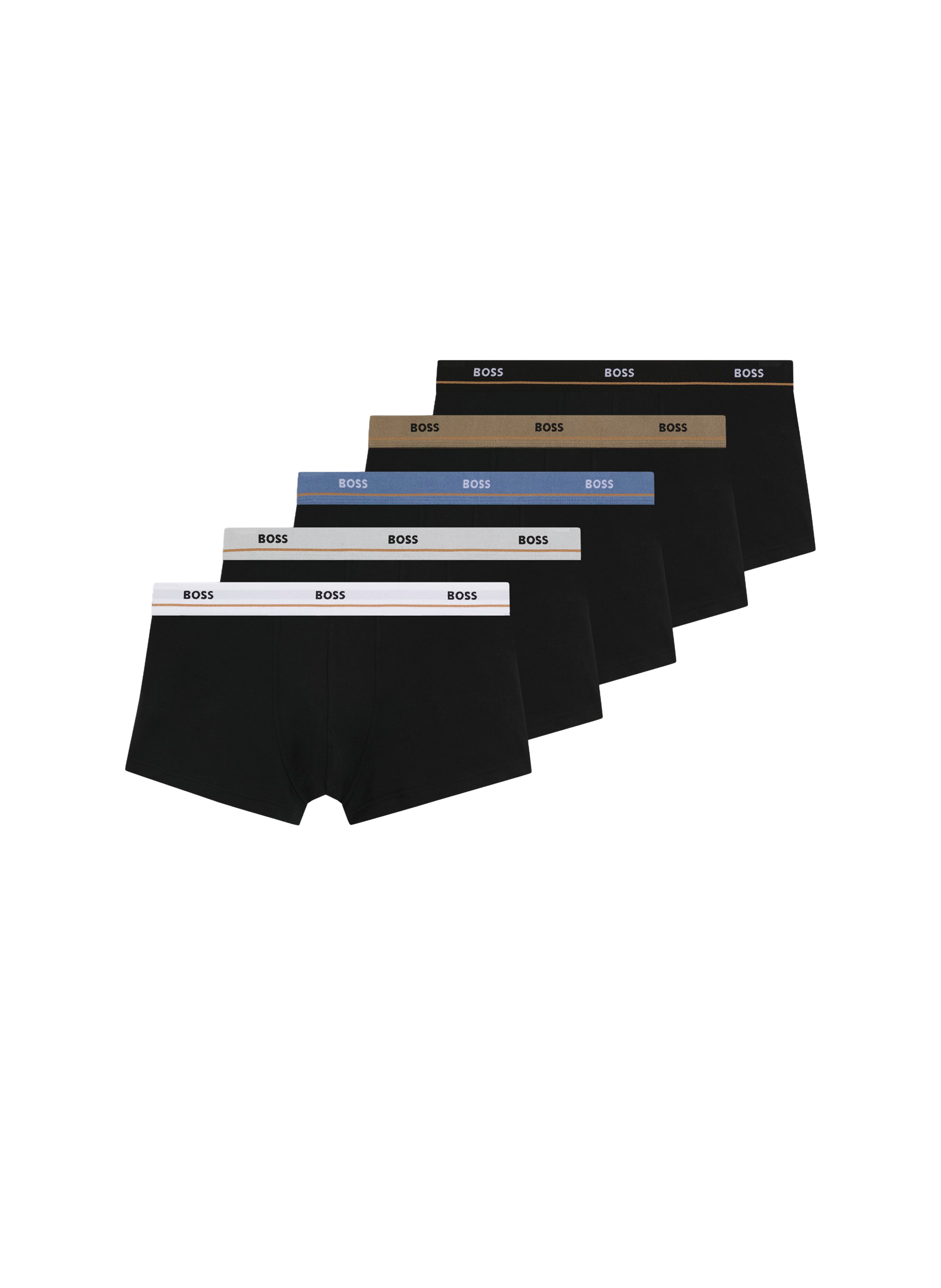 Set of 5 plain boxers in blended cotton BOSS Black