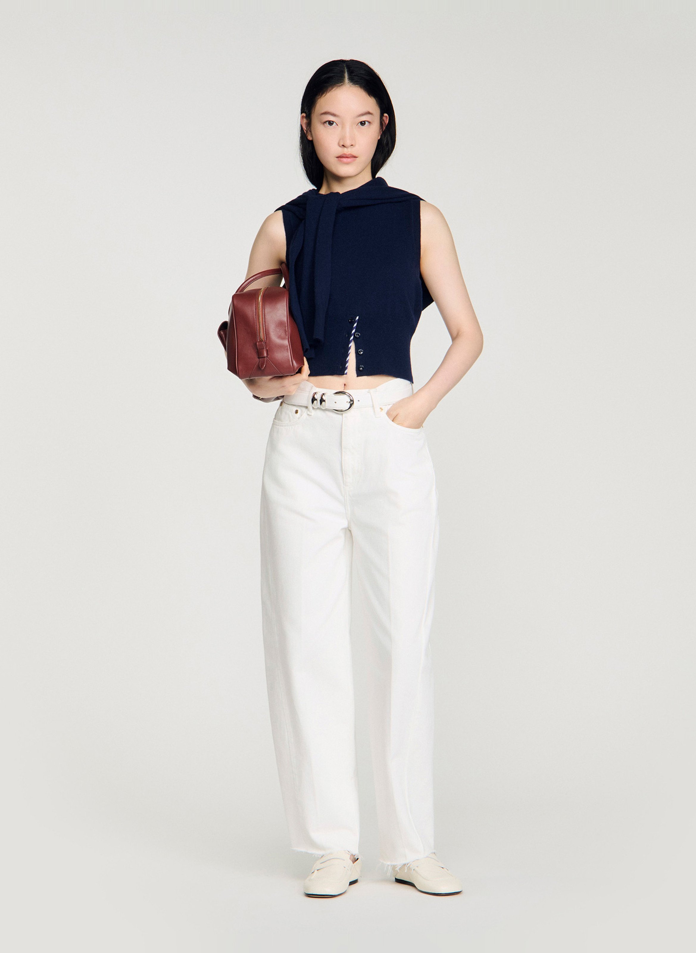 Pull col rond en laine mélangée SANDRO Bleu