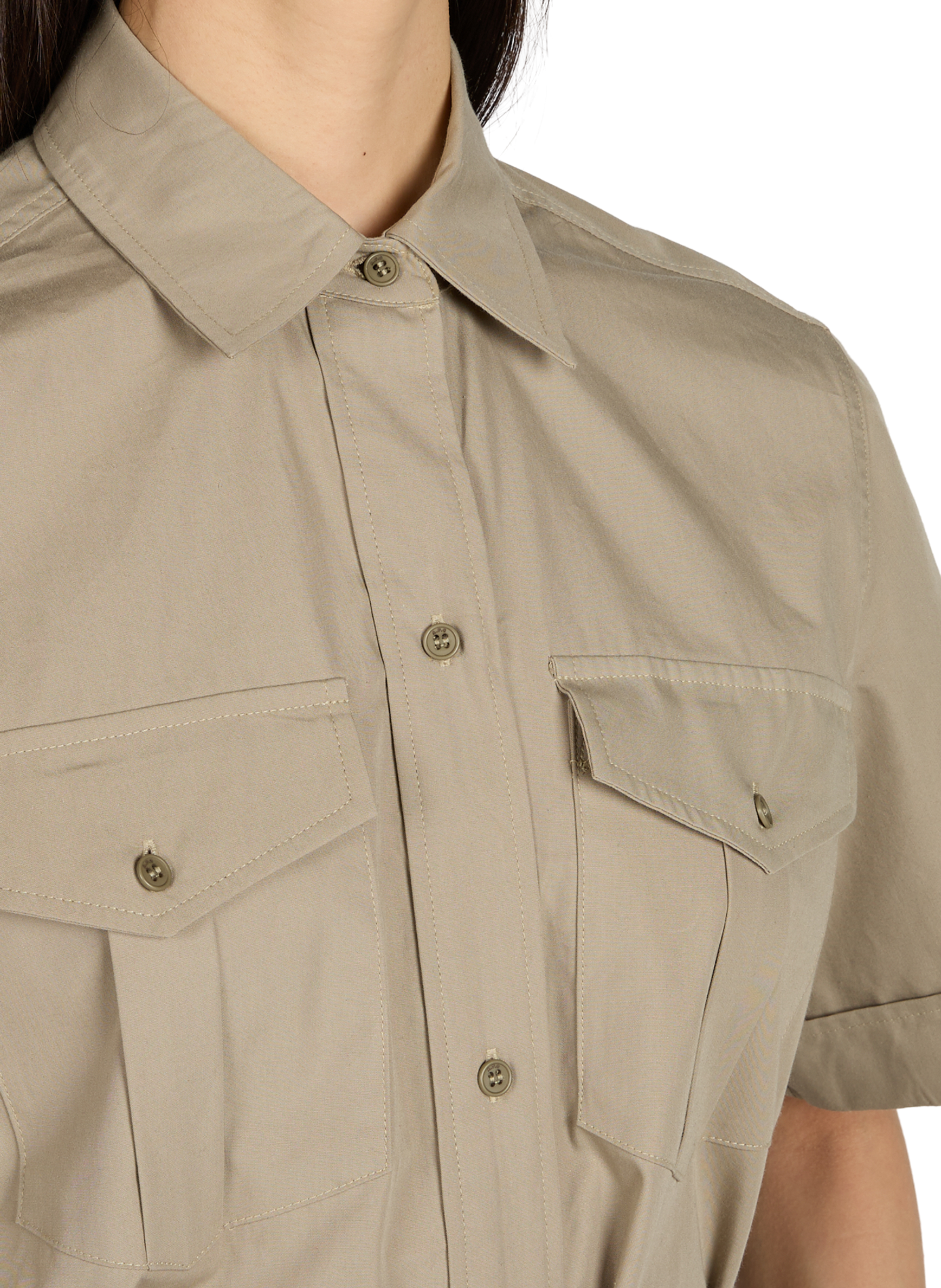 Straight dress with classic collar in cotton A.P.C. Green