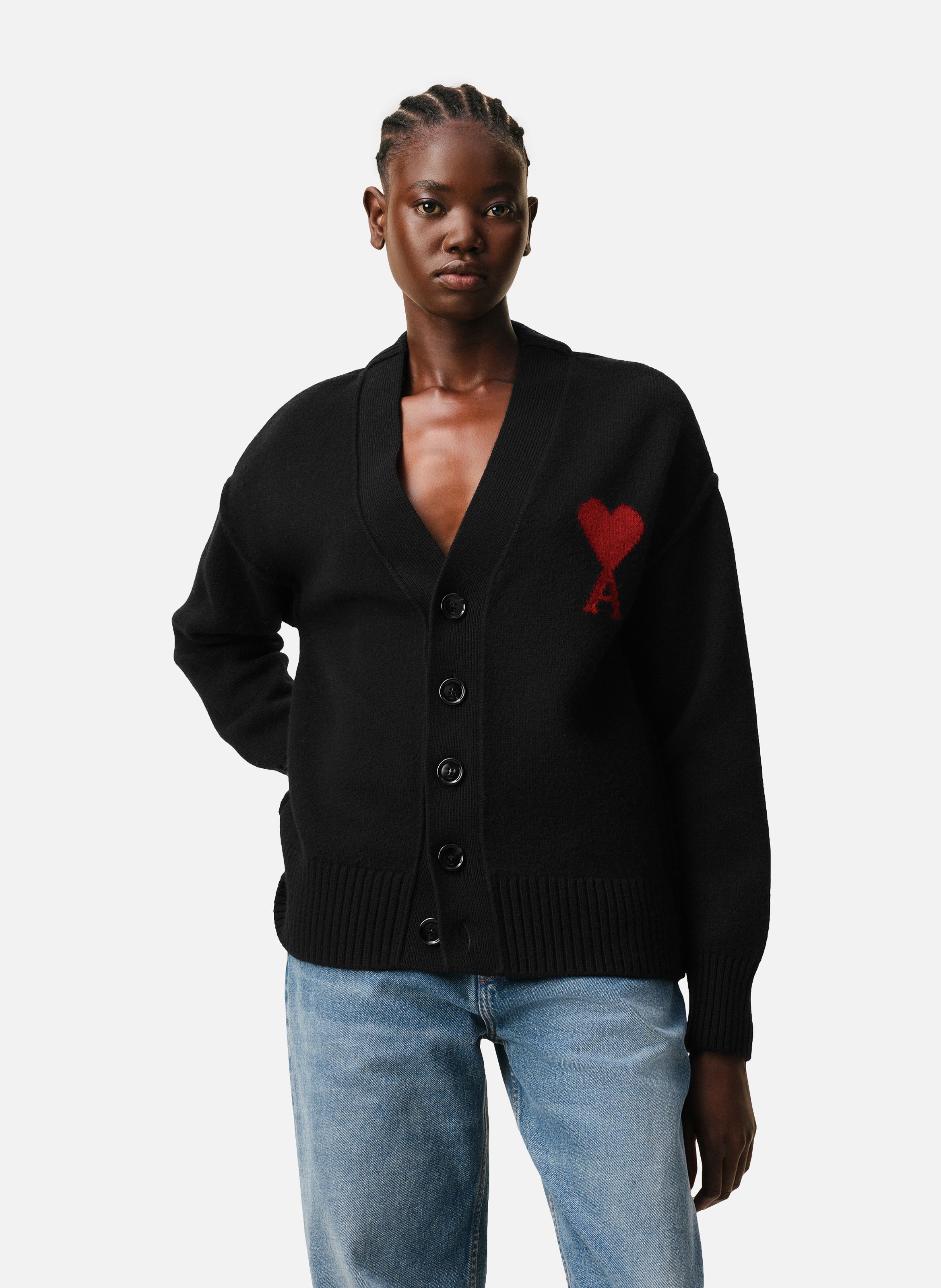 Cardigan Ami De Coeur En Laine unisexe AMI PARIS Noir