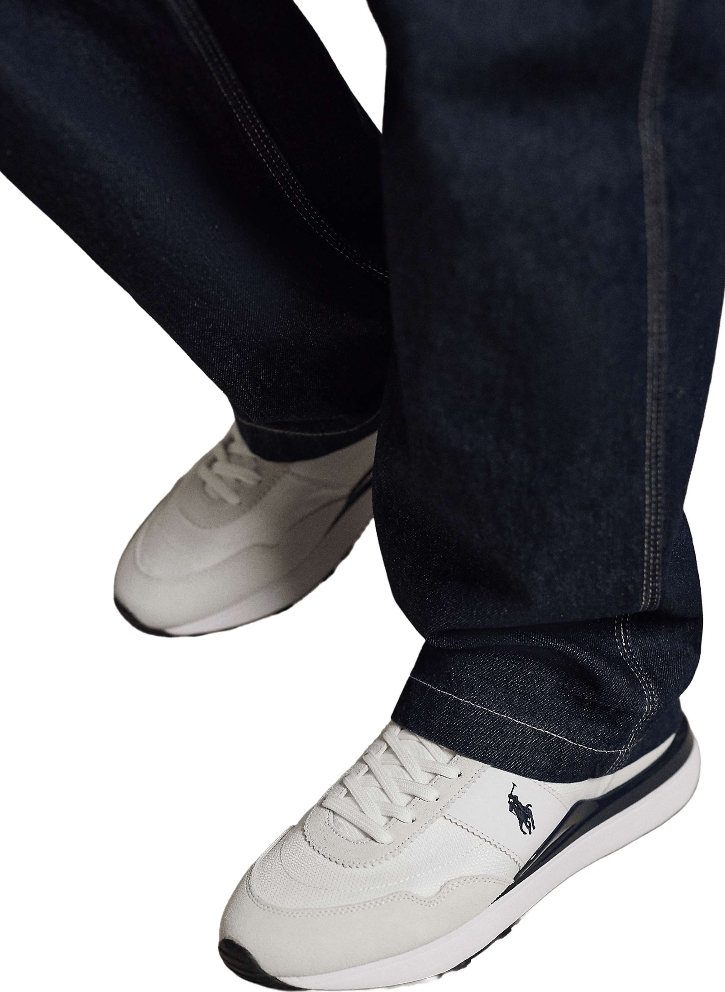 Baskets basses à logo en cuir de vache mélangé POLO RALPH LAUREN Blanc