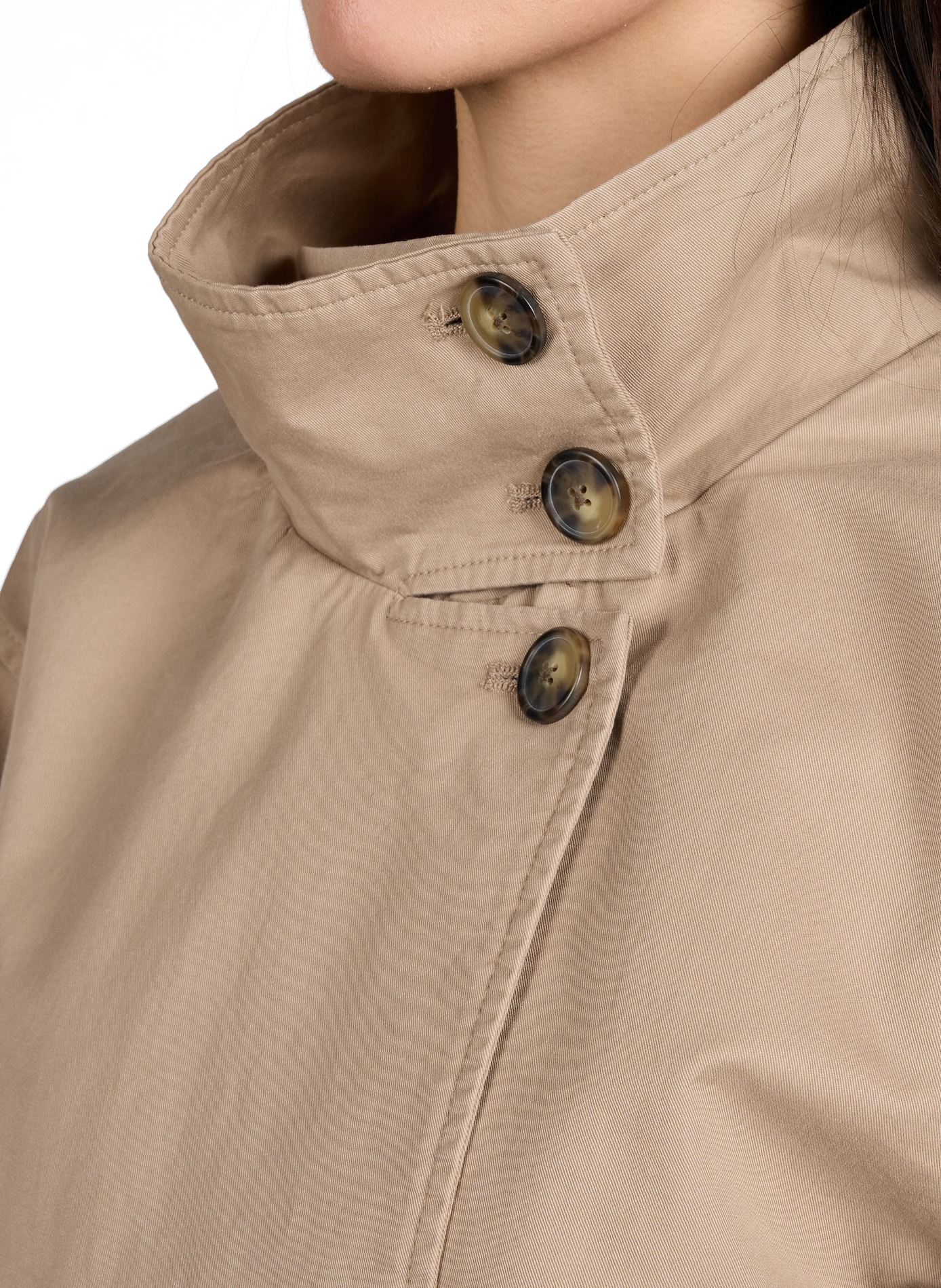 Short cotton jacket with a high collar OBJECT Brown