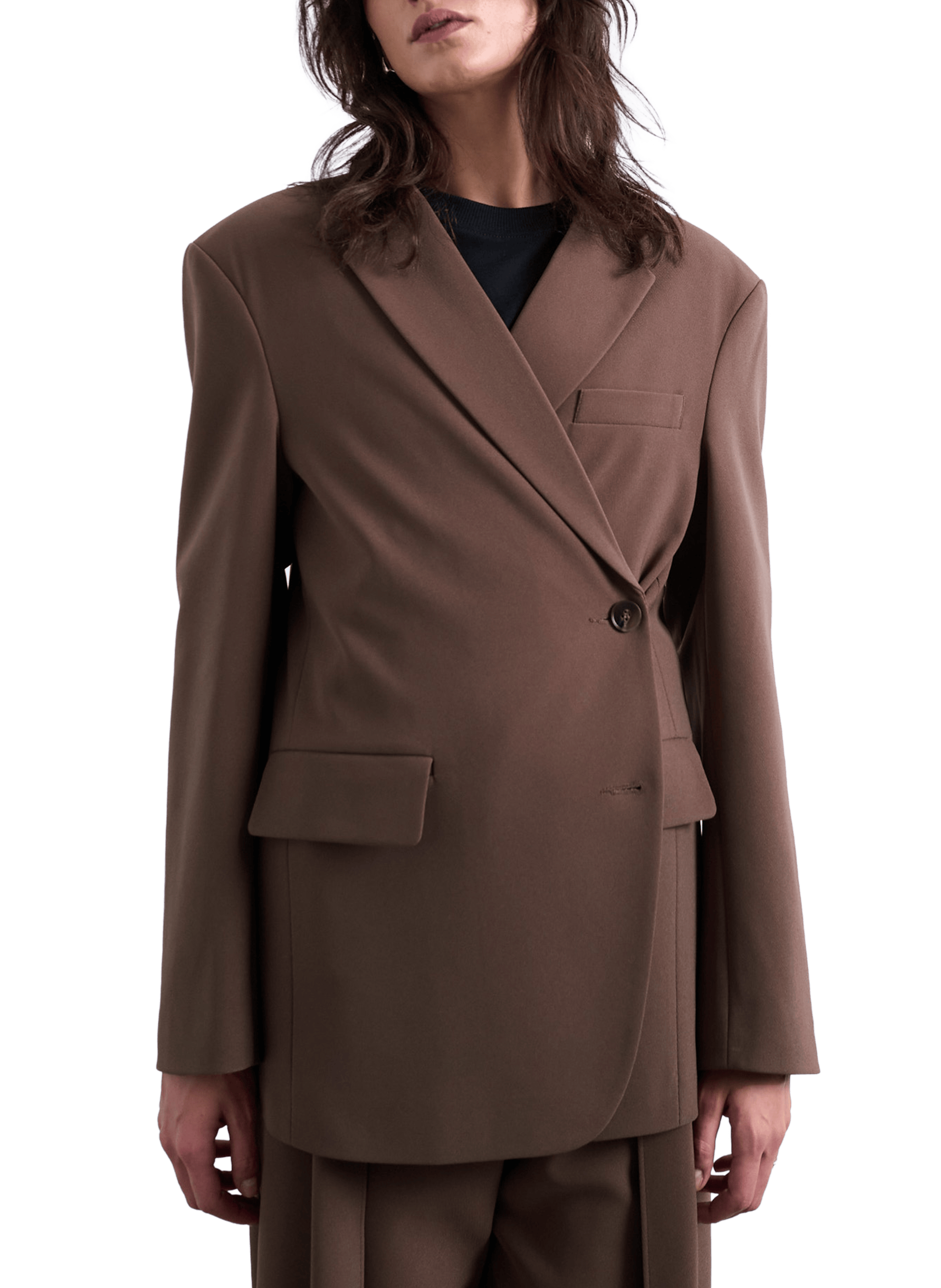 Buttoned straight blazer TOPSHOP Beige