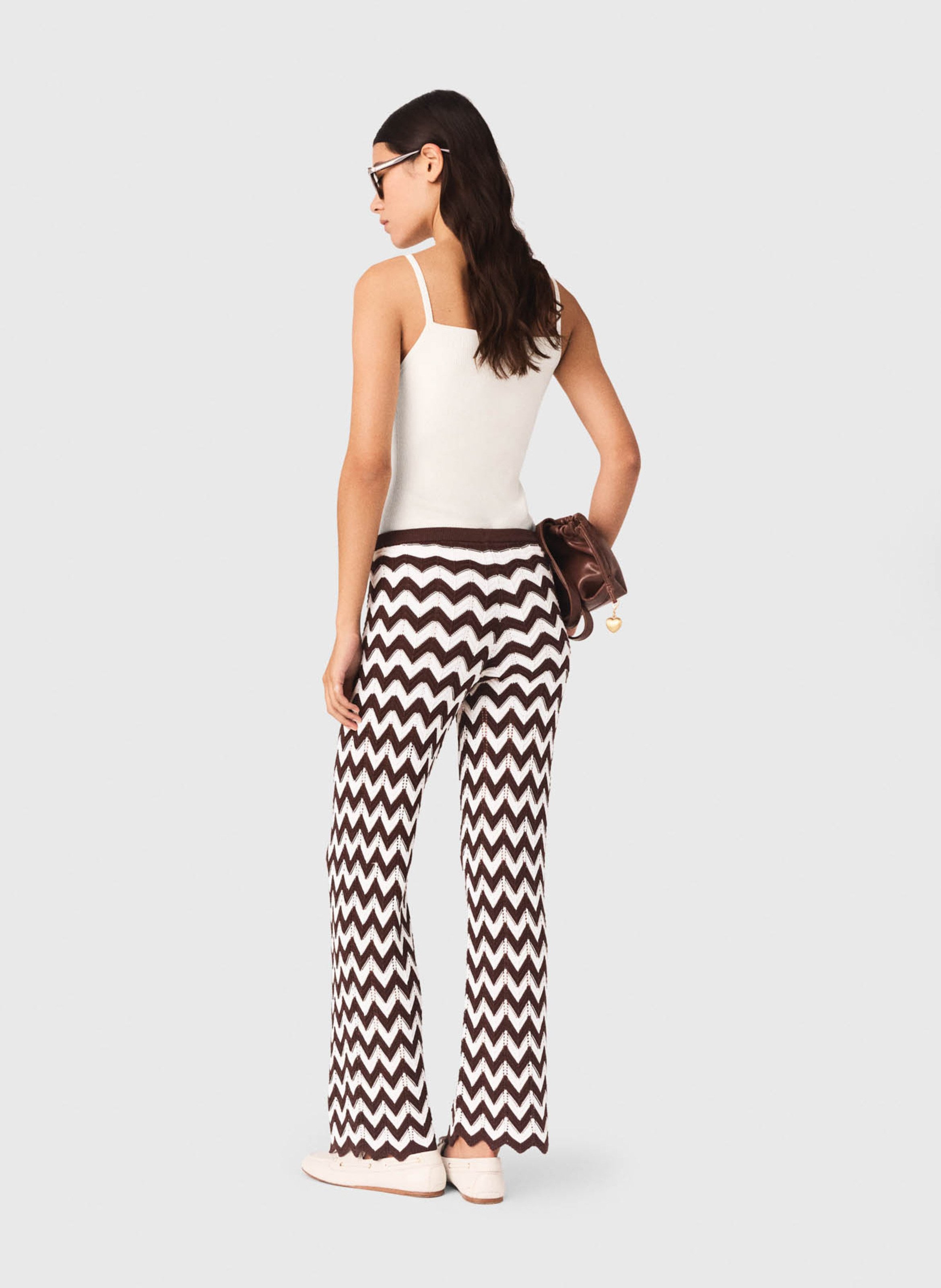 Pantalon évasée en coton MAJE Marron