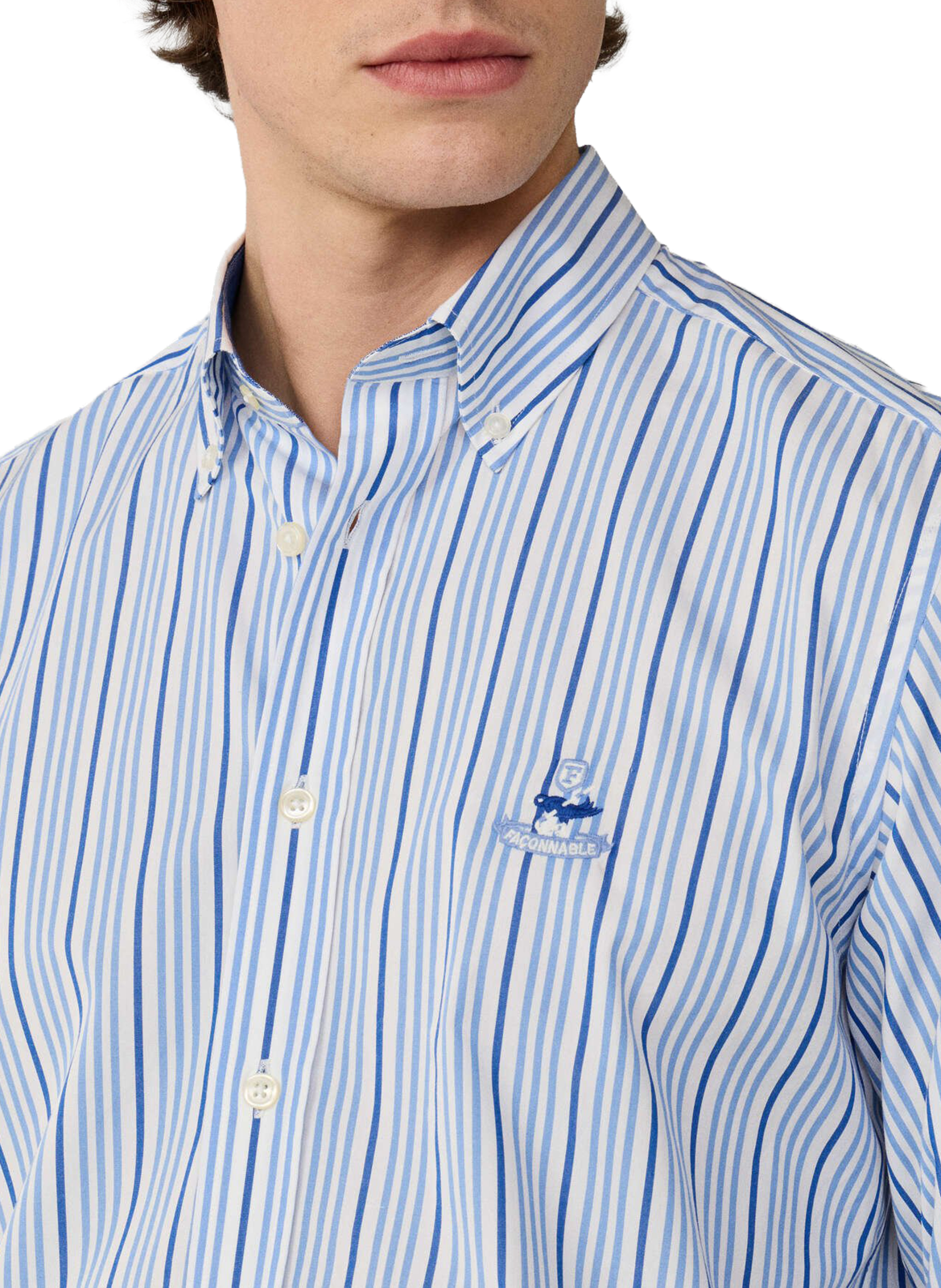 Striped shirt with American collar in cotton FACONNABLE Blue