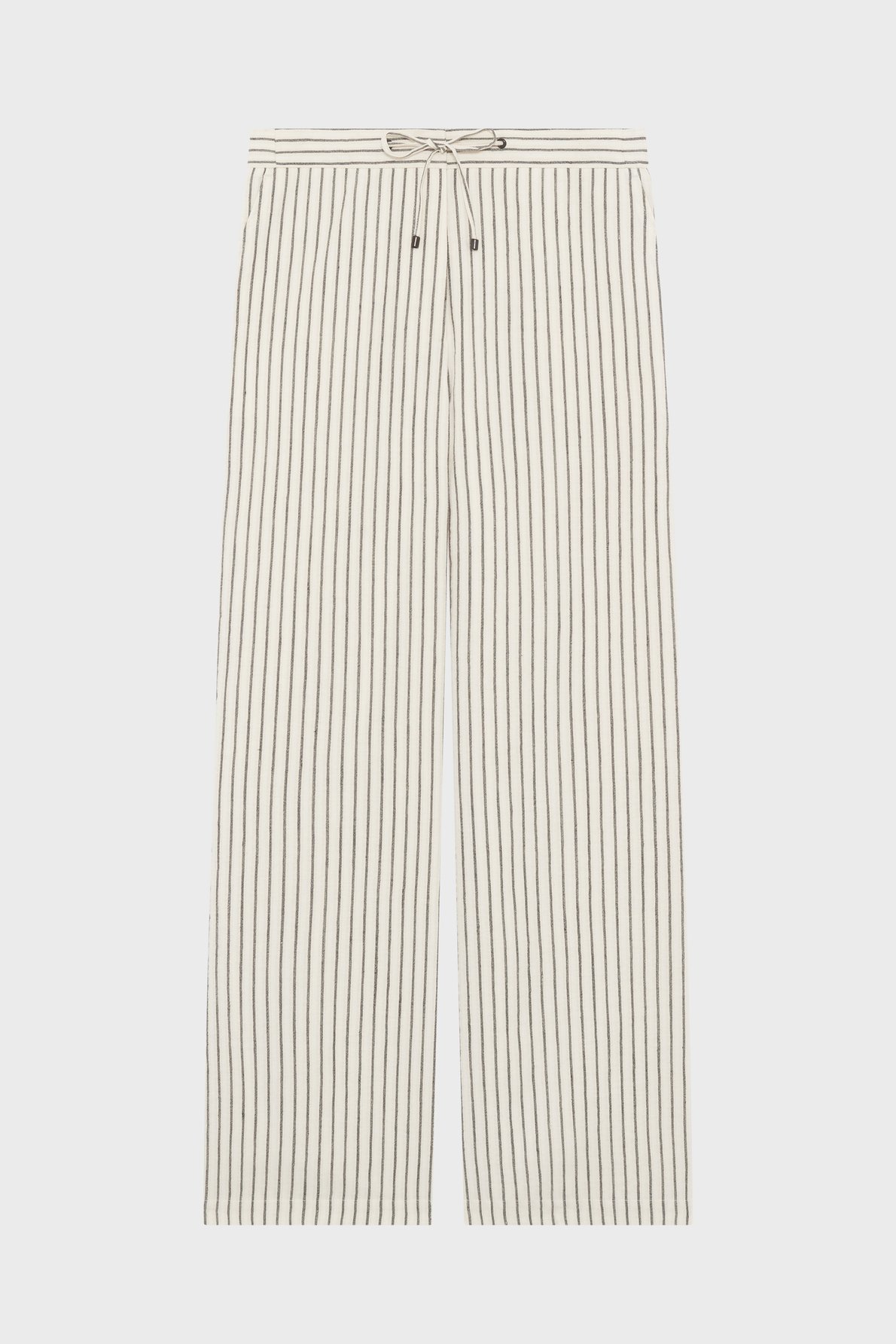 Pantalon large rayé en coton, chanvre et lin - beky PABLO Beige