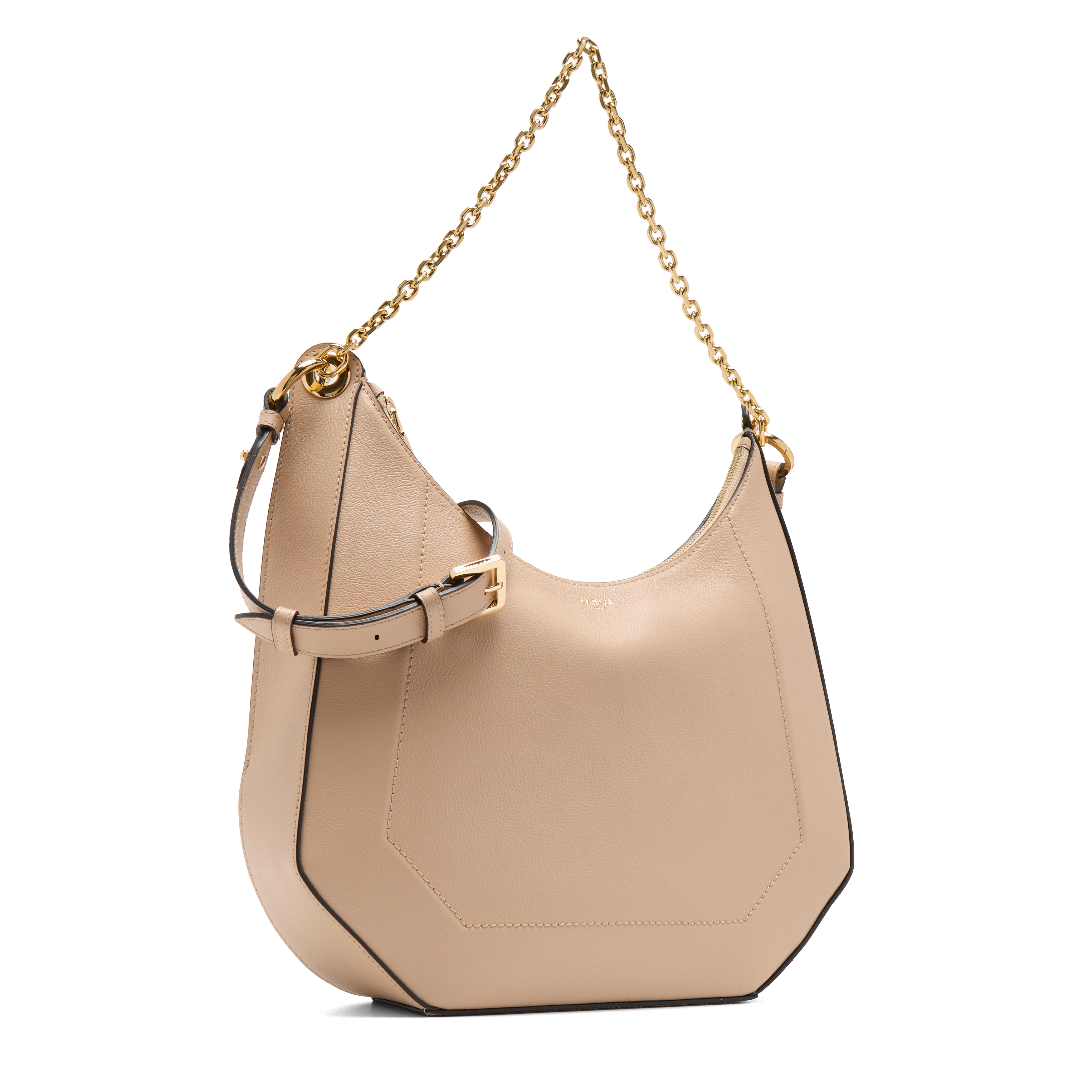 Sac zippé l double porté croisette de lancel en cuir LANCEL Beige