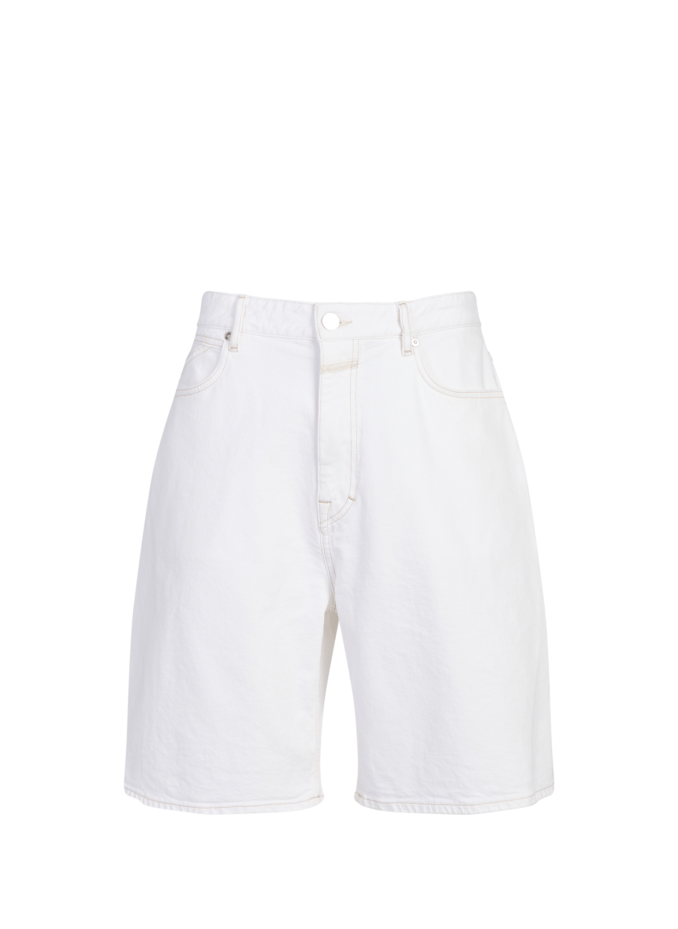 Straight Bermuda shorts in blended cotton denim CLOSED White