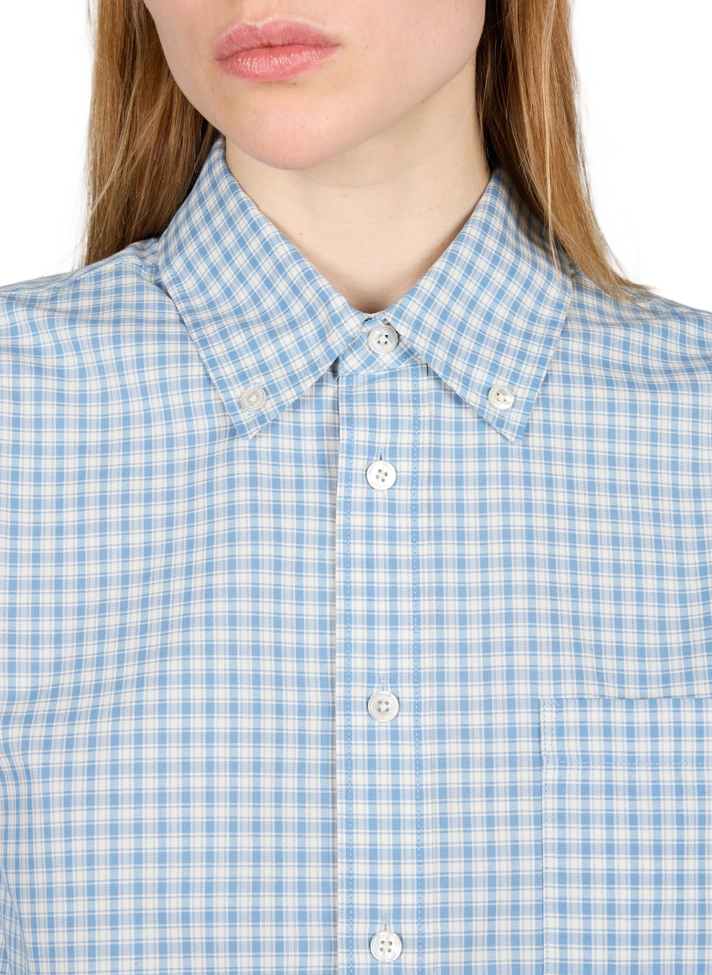 Checked cotton American collar shirt DUNST Blue