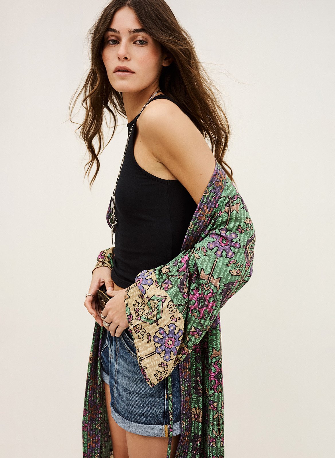 Kimono long imprimé padrig BA&SH Vert