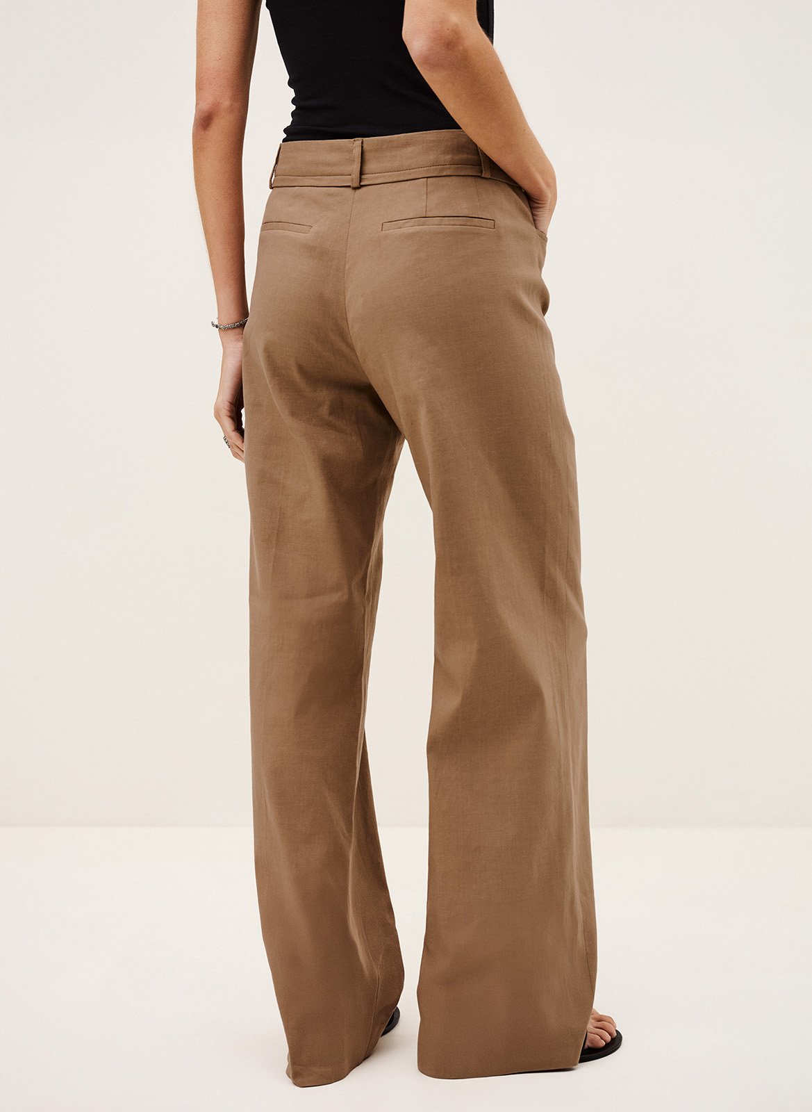 Pantalon large en lin mélangé cista Marron