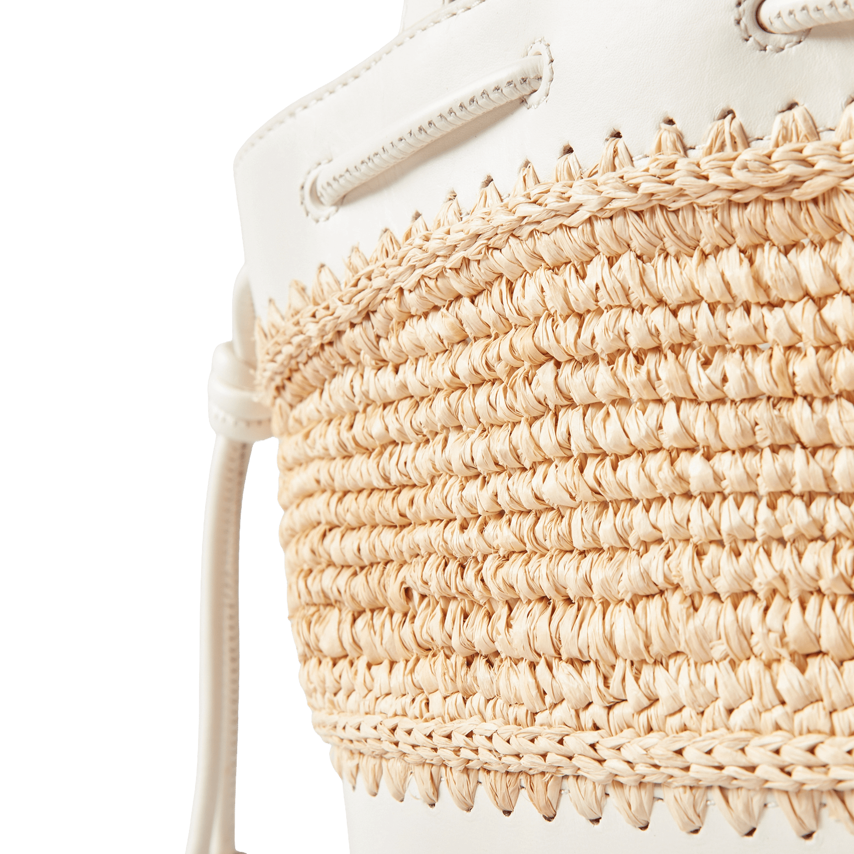 Sac panier en raphia tressé et cuir lisse CLAUDIE PIERLOT Beige