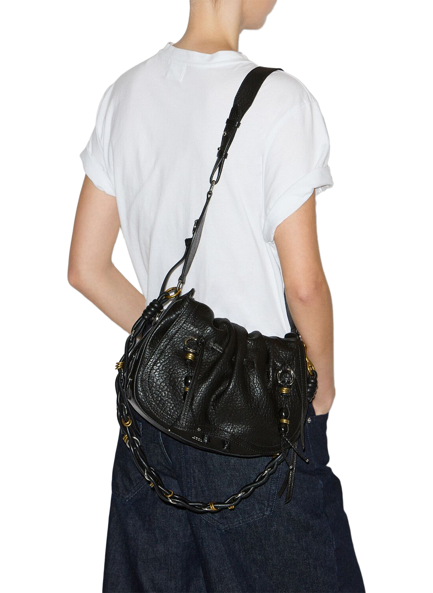 BOLTON shoulder bag in leather ISABEL MARANT Black